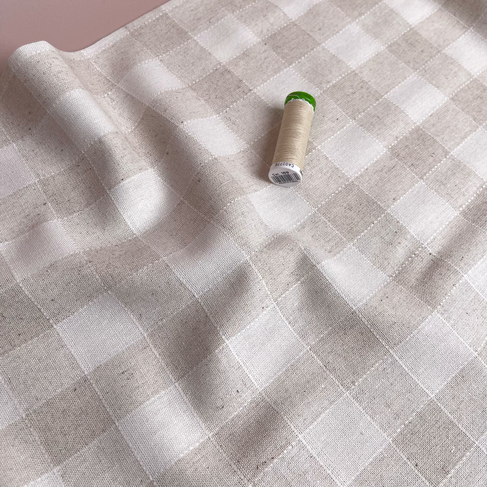 Yarn Dyed Natural Gingham Viscose Linen Jacquard Fabric