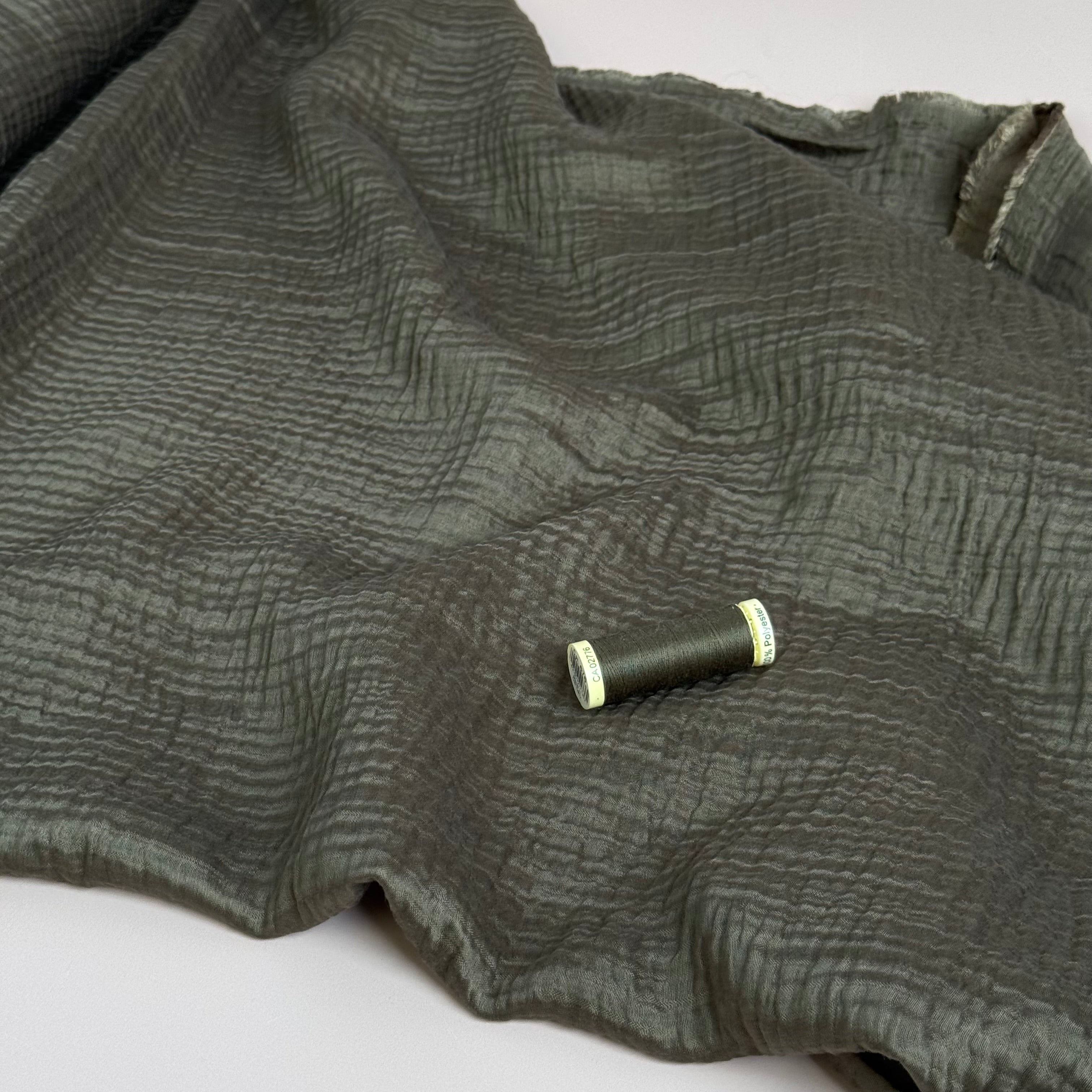 Khaki Textured Double Layer Rayon with TENCEL™ Lyocell Fibres