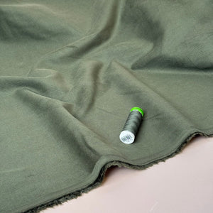 21 Wale Cotton Needlecord in Winter Moss Green