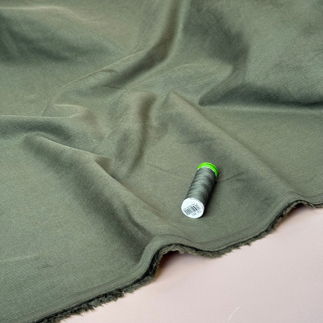 21 Wale Cotton Needlecord in Winter Moss Green