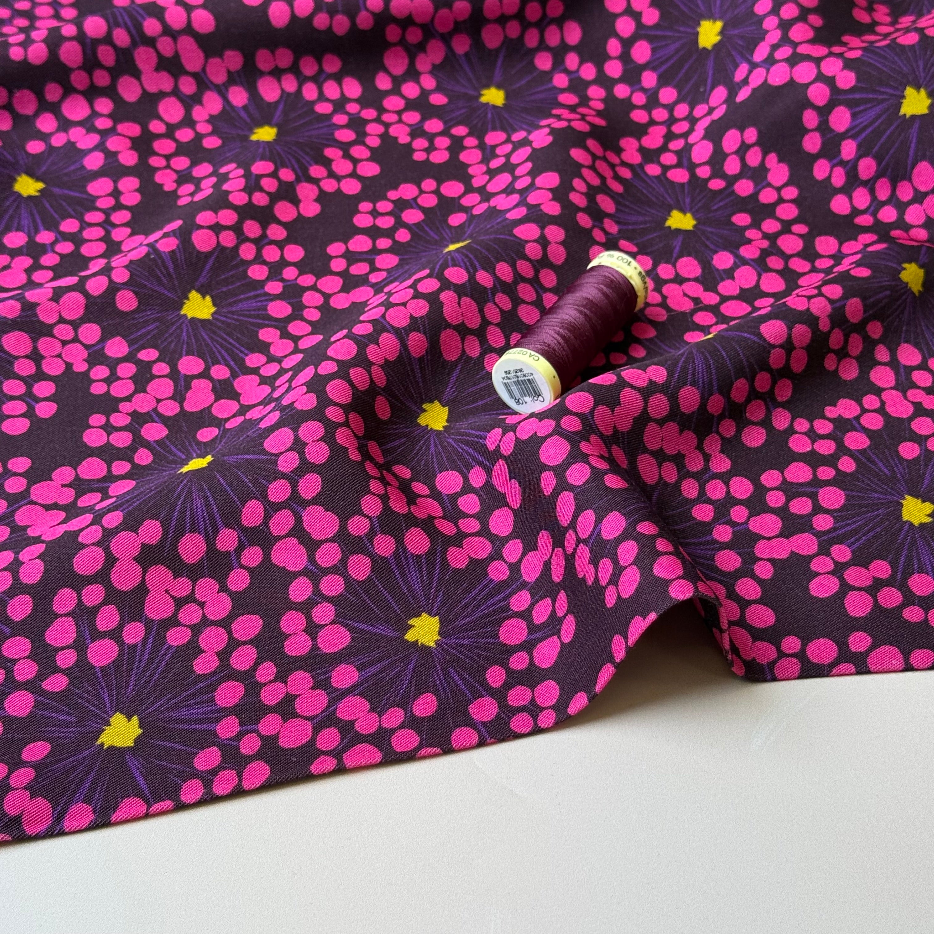Light & Lush - Pink Dandelions Viscose Twill Fabric