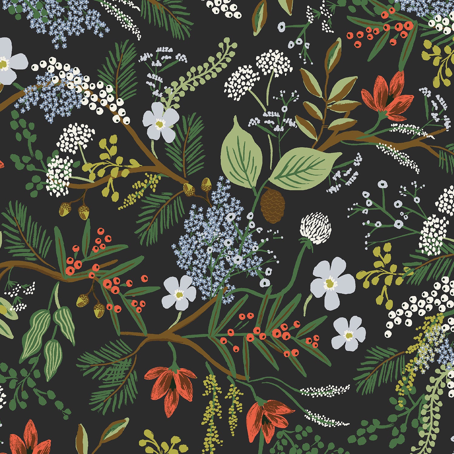 Rifle Paper Co - Juniper Forest in Black Rayon from English Rose