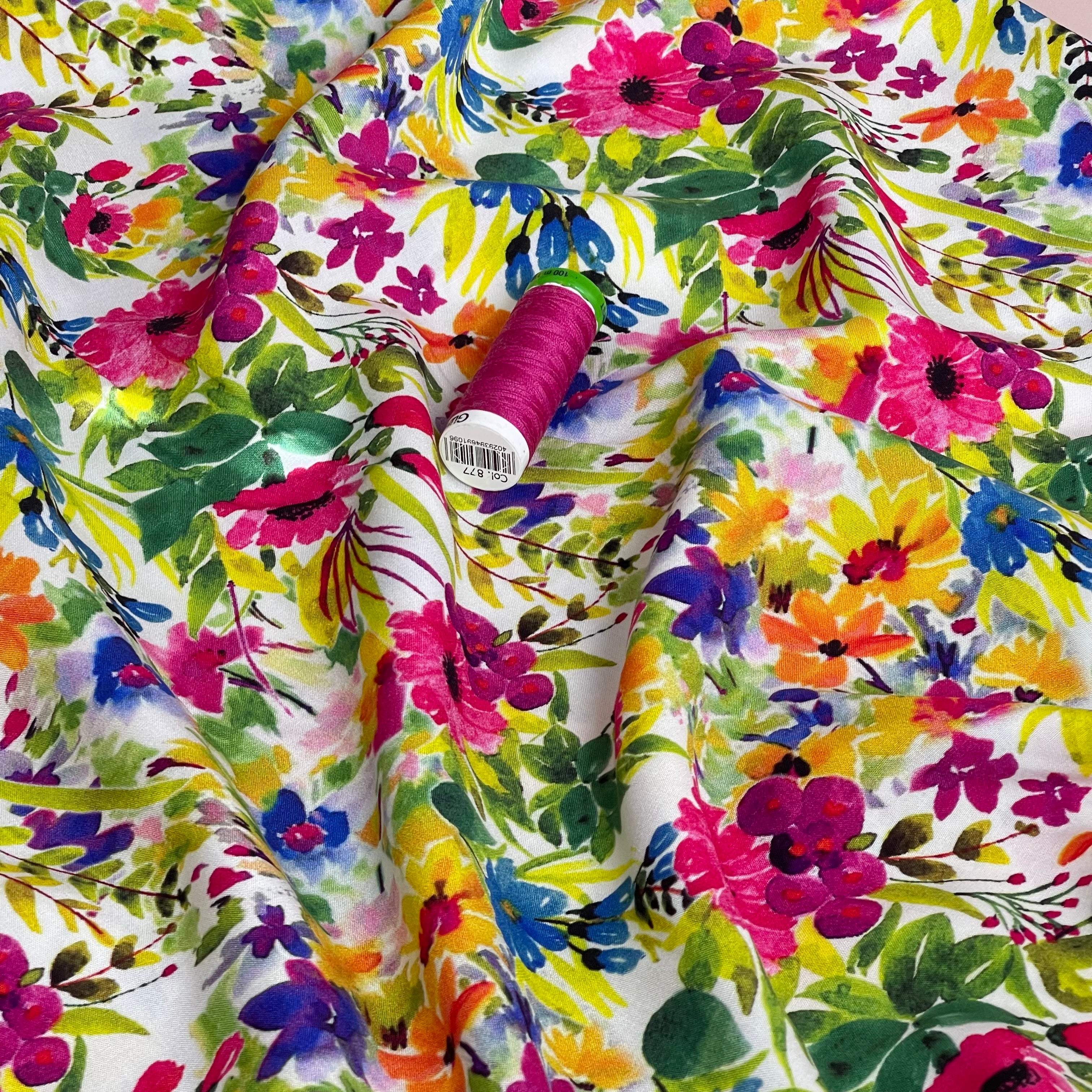 Sunny Meadow Viscose Fabric