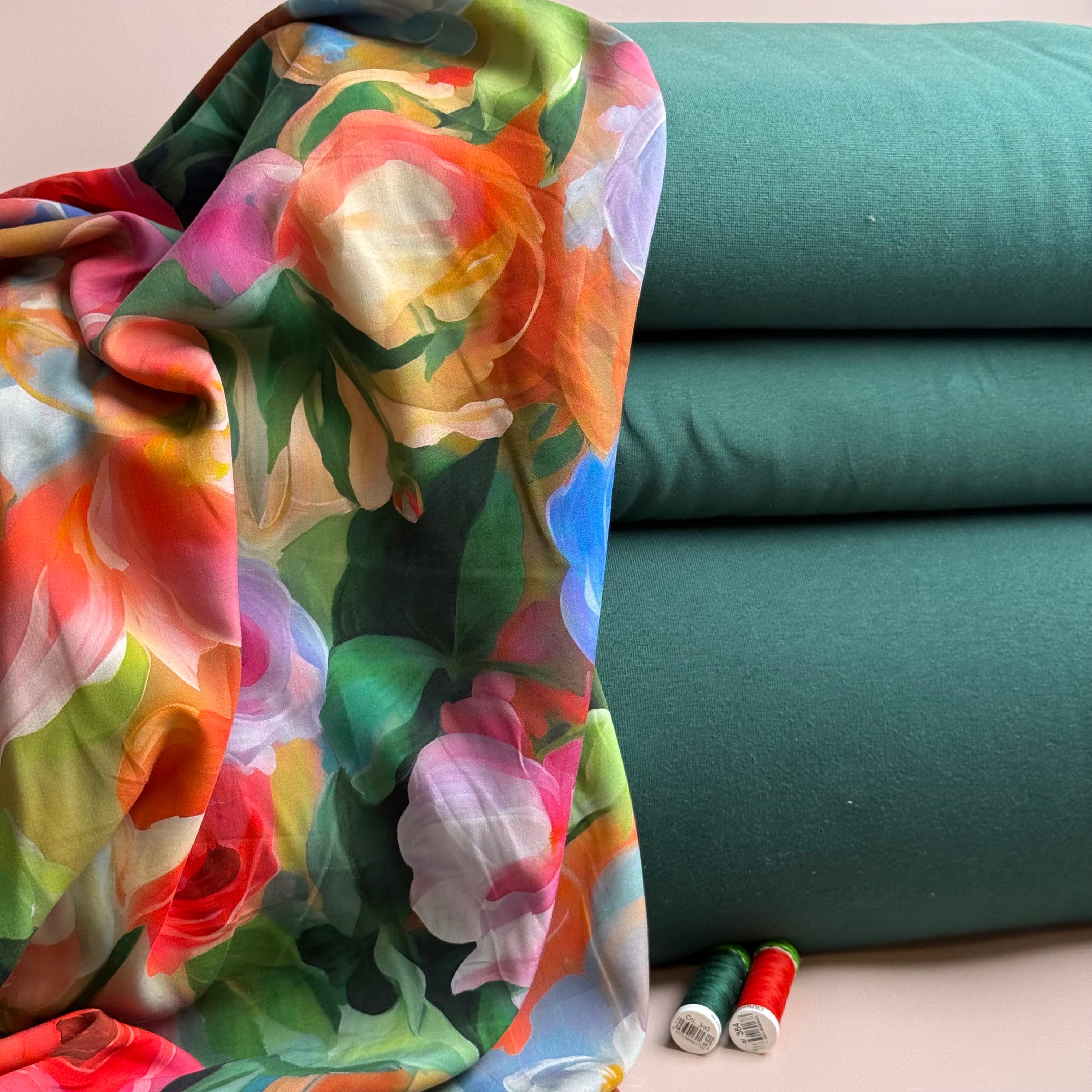 Fleecy Sweat-shirting Fabric in Dark Green