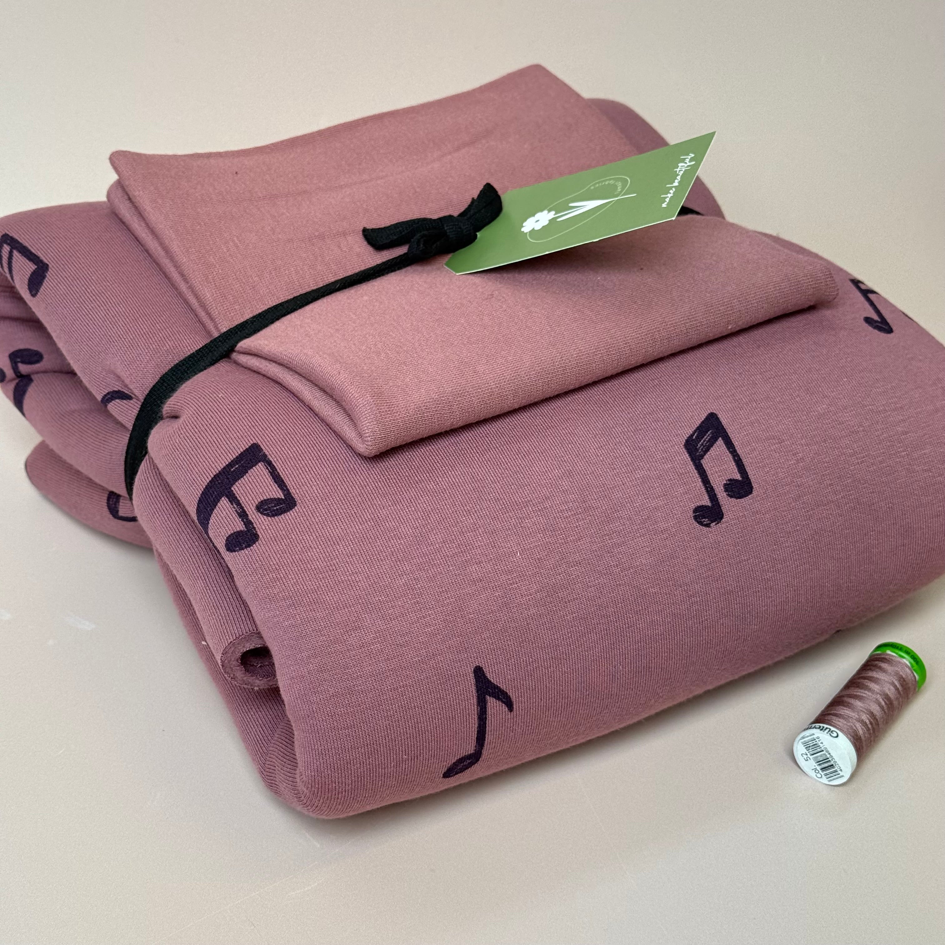 Colour Bundles - Music Notes Mauve Sweatshirt & Ribbing