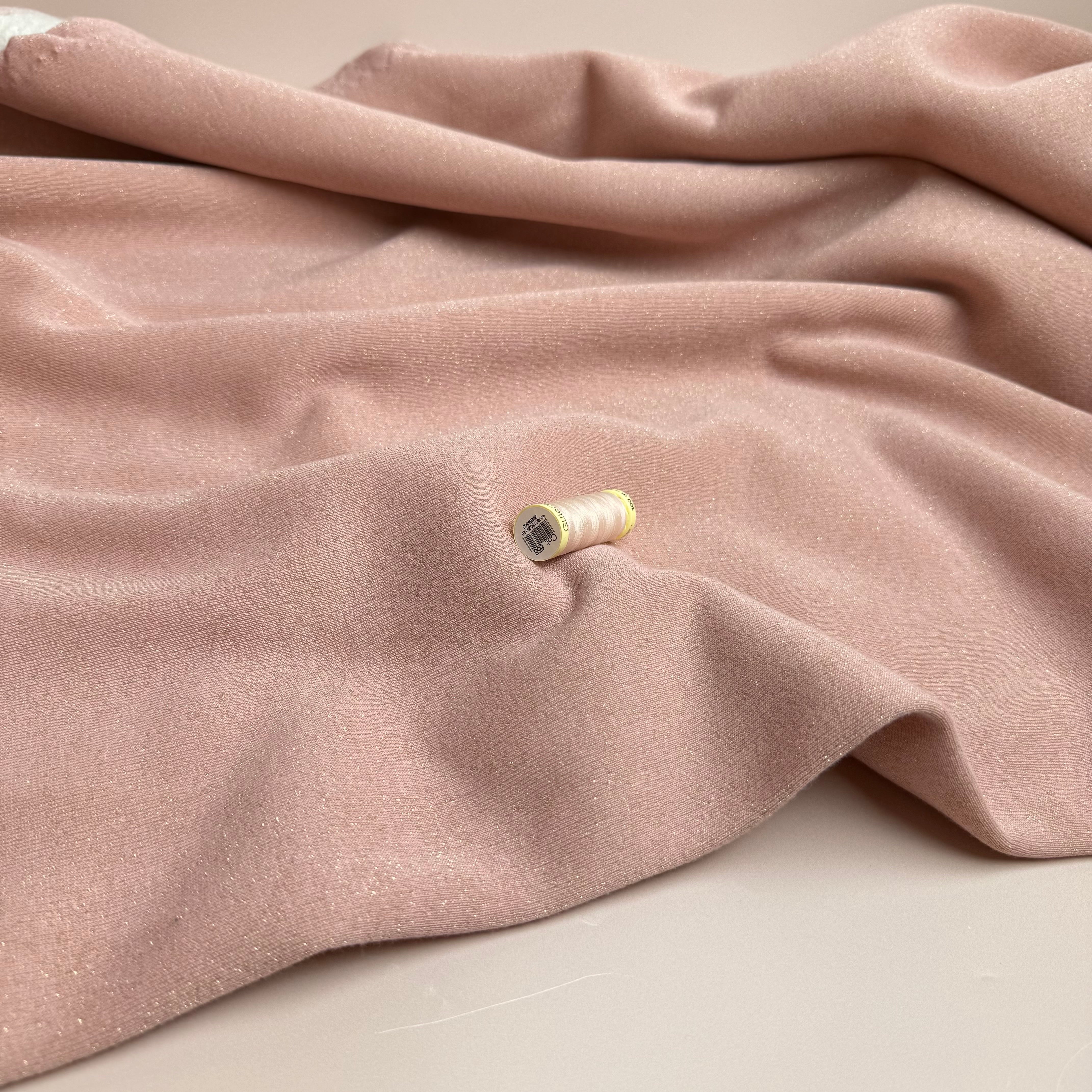 Sparkle Pink Cotton Sweat-Shirting with Lurex