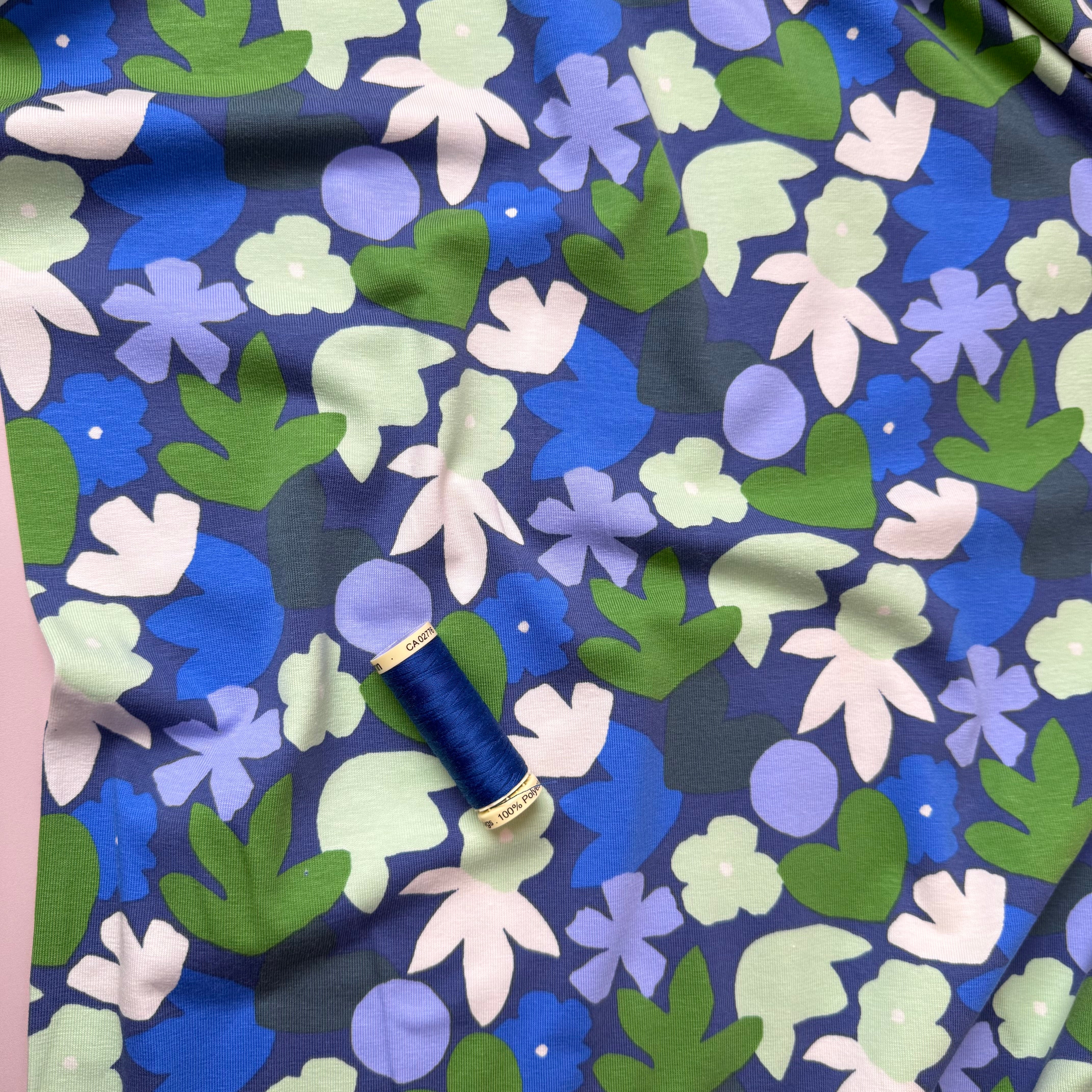Ocean Flowers Cotton Jersey Fabric