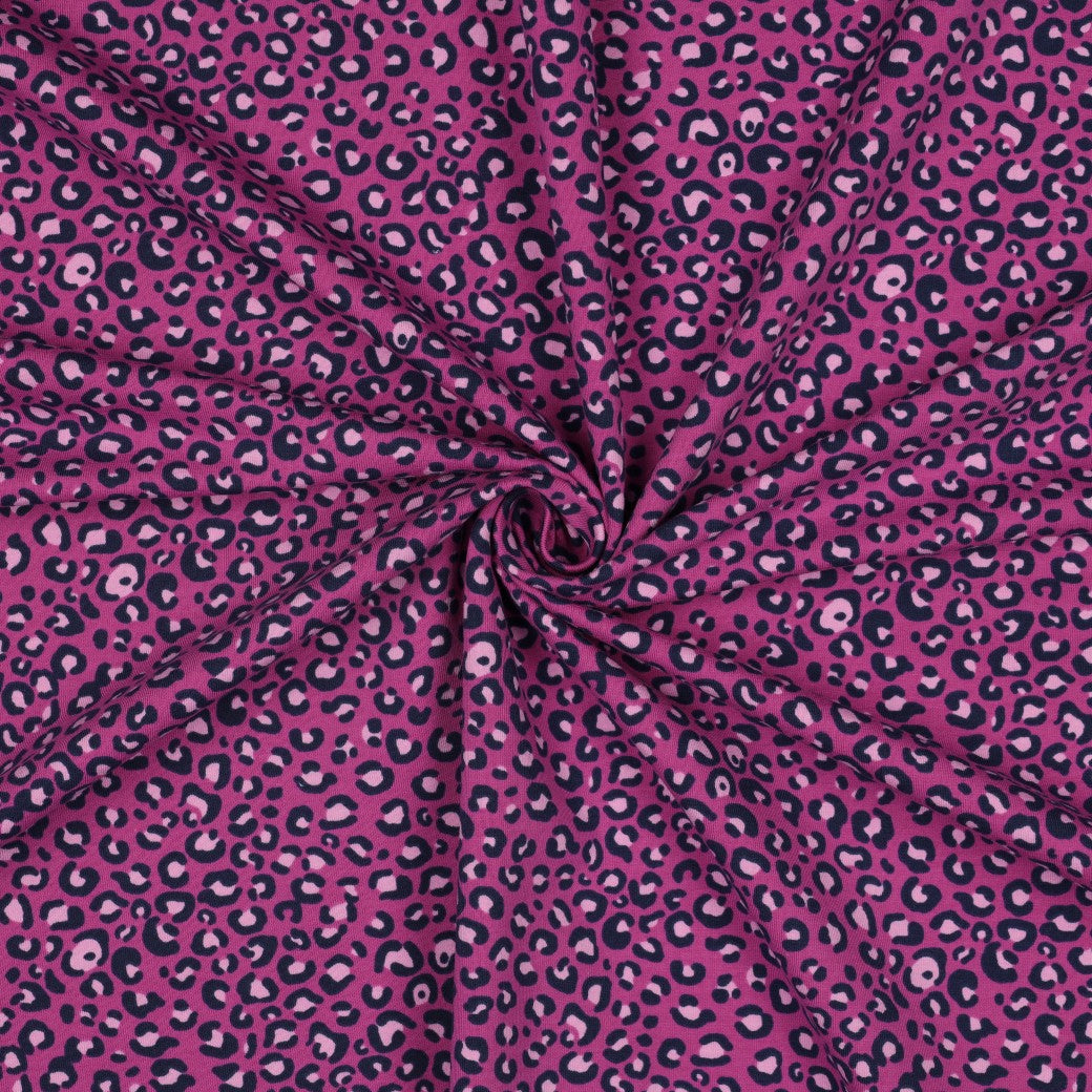 Animal Print Pink Cotton French Terry Fabric
