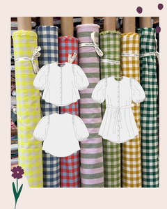 Sewing Kit - Anthea Blouse in Lupine Petals Pure Linen & M&M Ginghams (multiple colours)