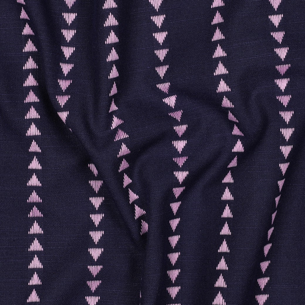 Boho Triangles Navy Yarn Dyed Cotton Jacquard
