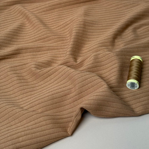 Camel Cotton Ribbed Jersey