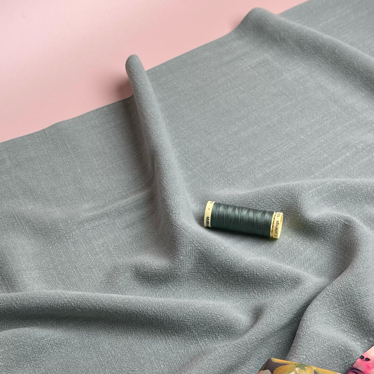 Flow Soft Sage Green Viscose Linen Blend Dress Fabric