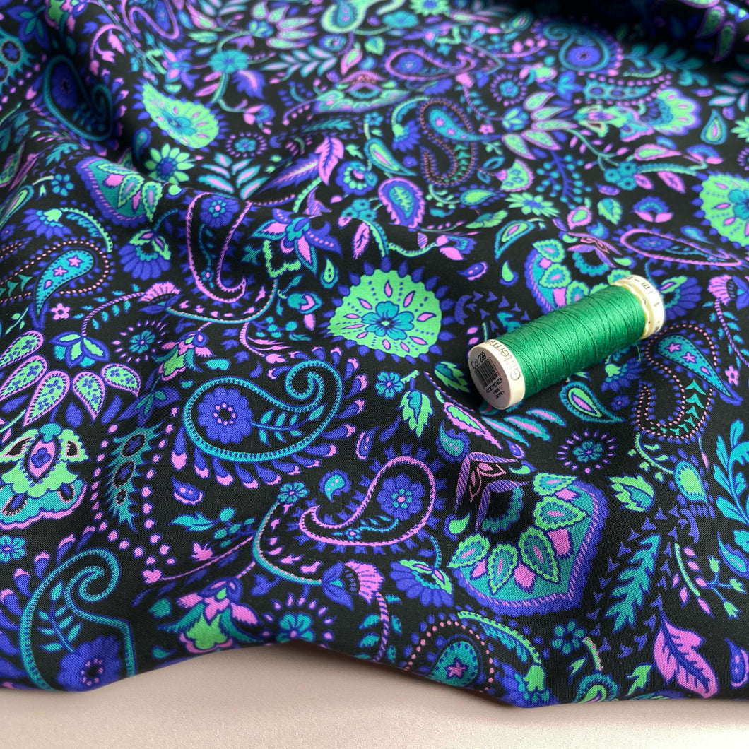 Neon Paisley LENZING™ ECOVERO™ Viscose Fabric