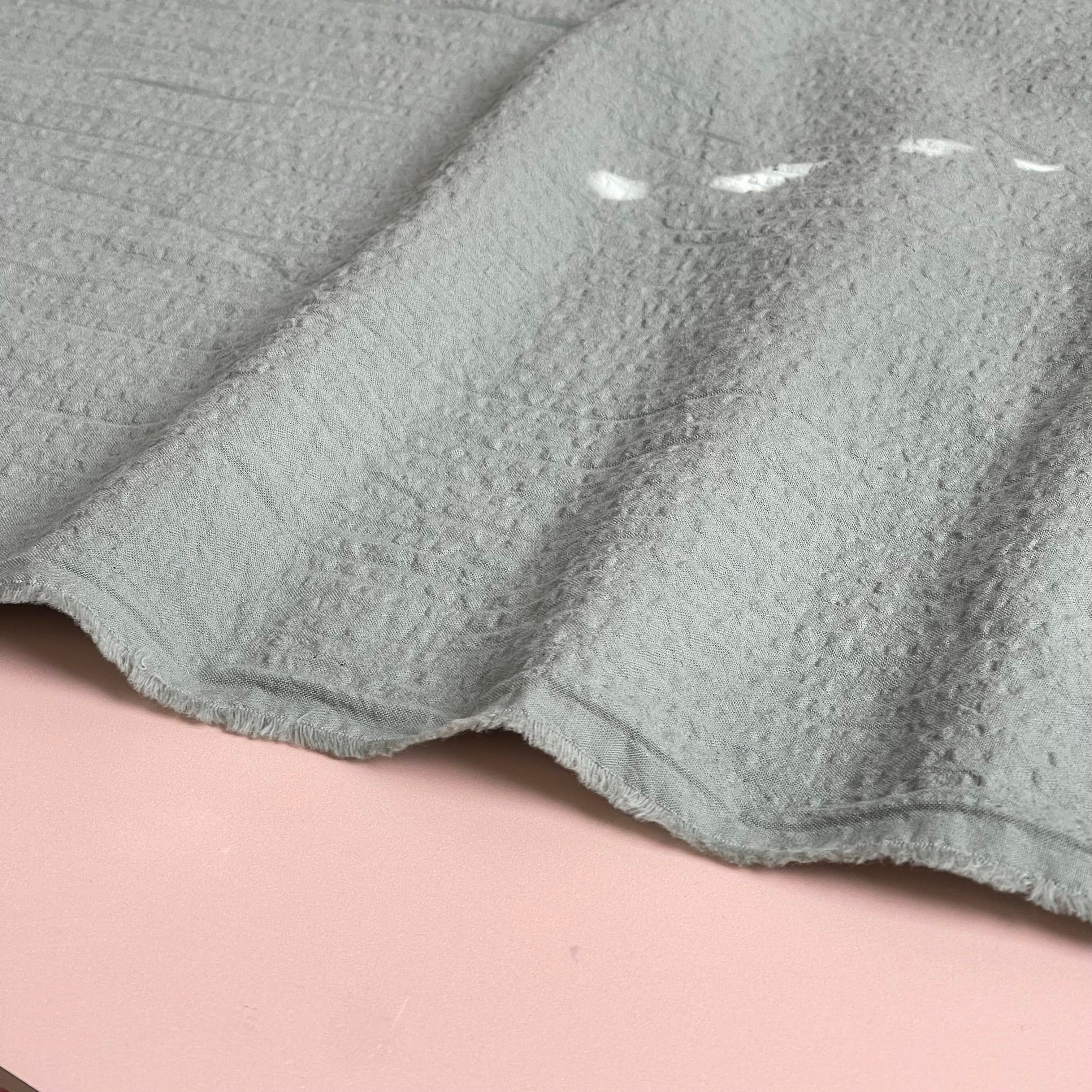Sage Bubble Stripe Cotton Seersucker Fabric