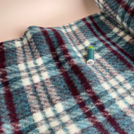 REMNANT  2.14 metres - Kirstie in Petrol Checked Wool & Cotton Blend Coat Fabric