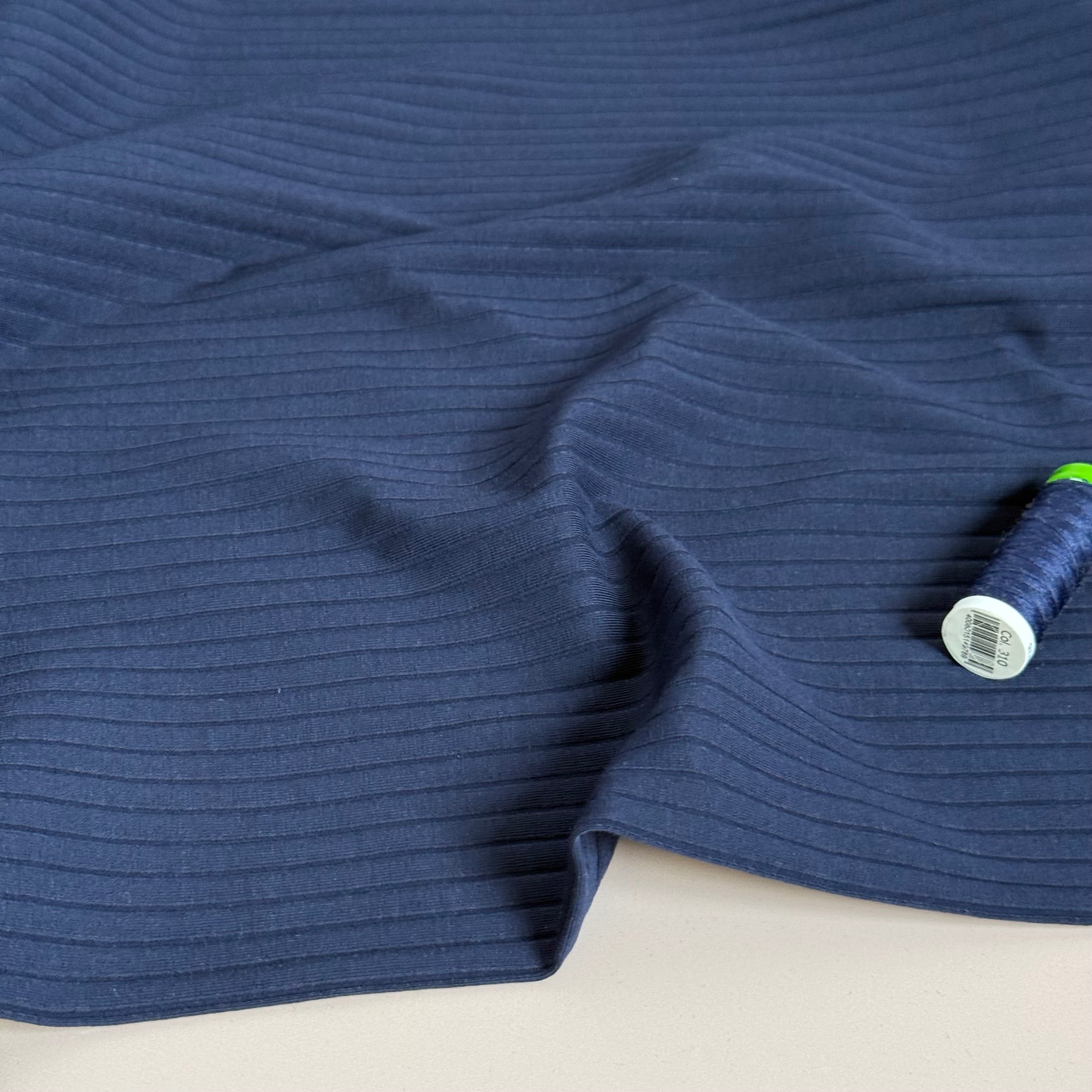 Navy Cotton Ribbed Jersey