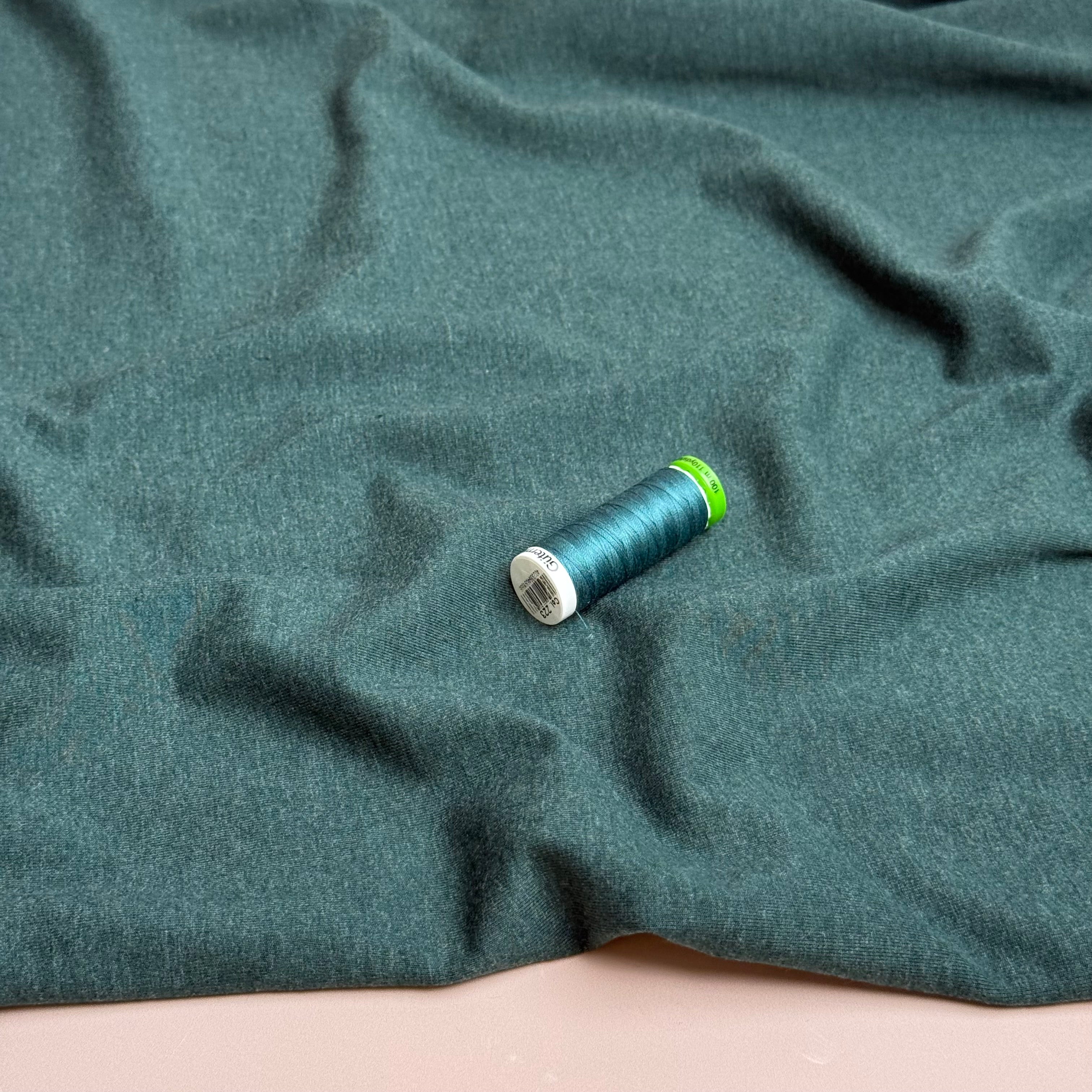 Essential Chic Green Melange Cotton Jersey Fabric