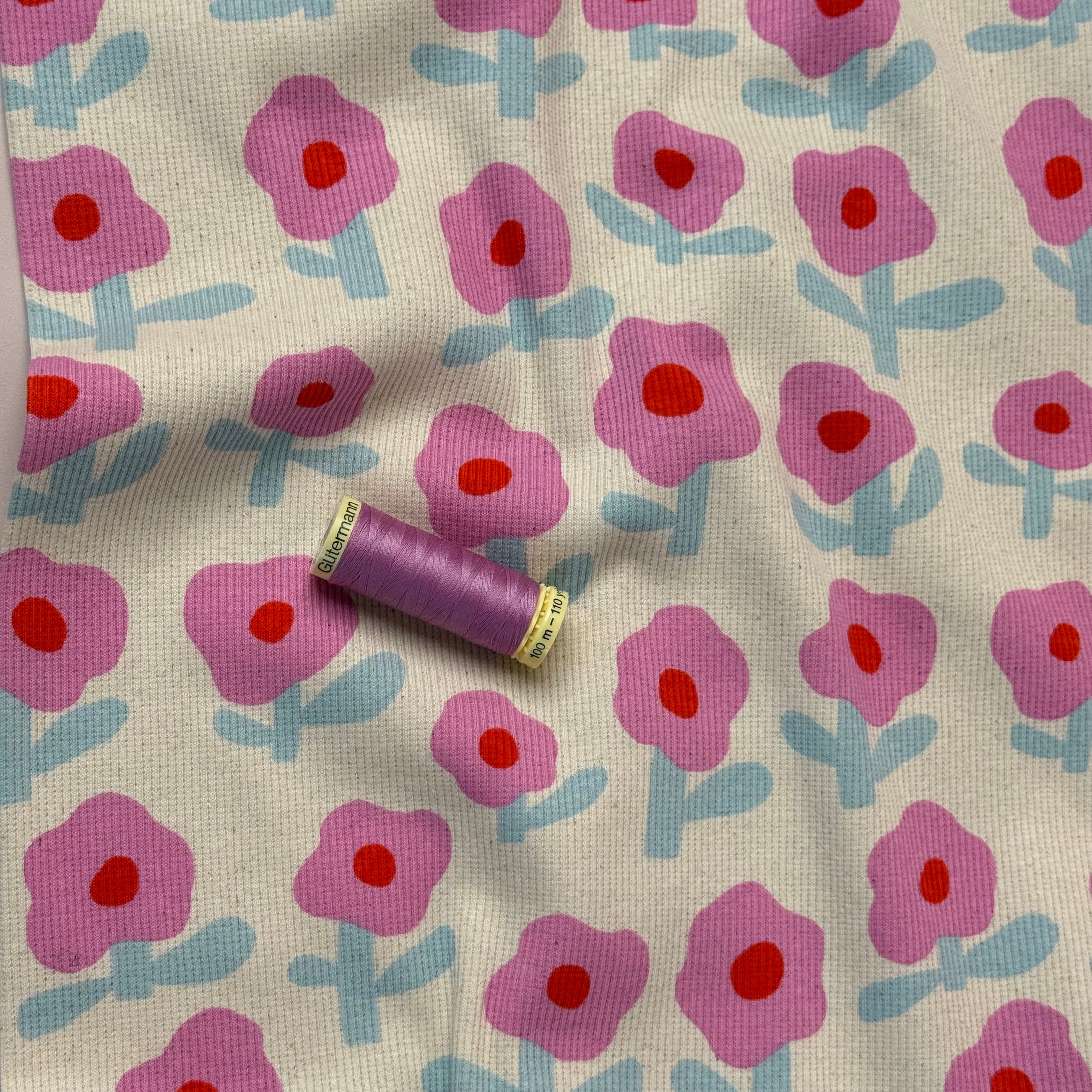 Natural Flowers Organic GOTS Cotton Ribbed Jersey