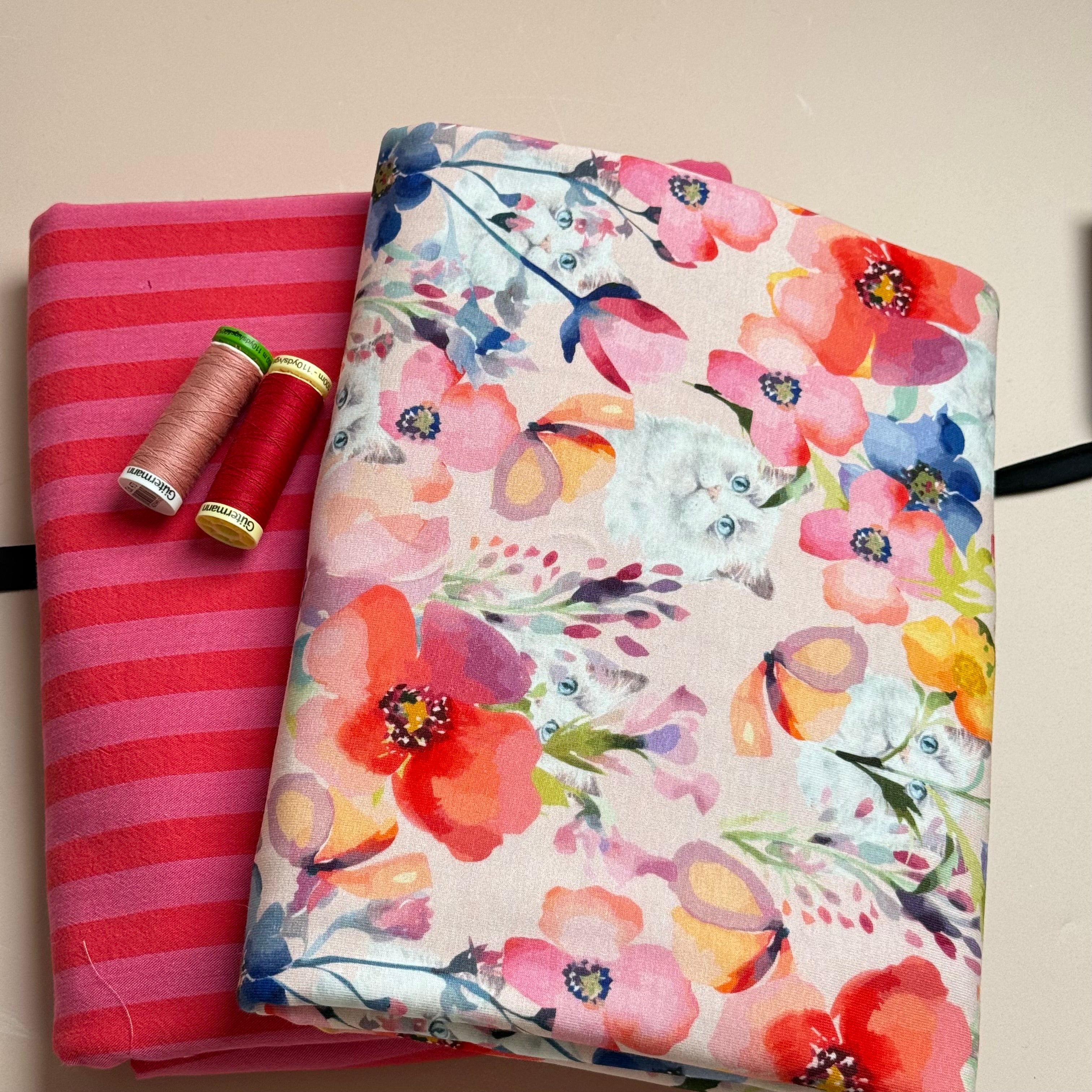 Make an Outfit Colour Bundle & Sewing Kit - Pyjama Bundle with Striped Cotton and Printed Jersey
