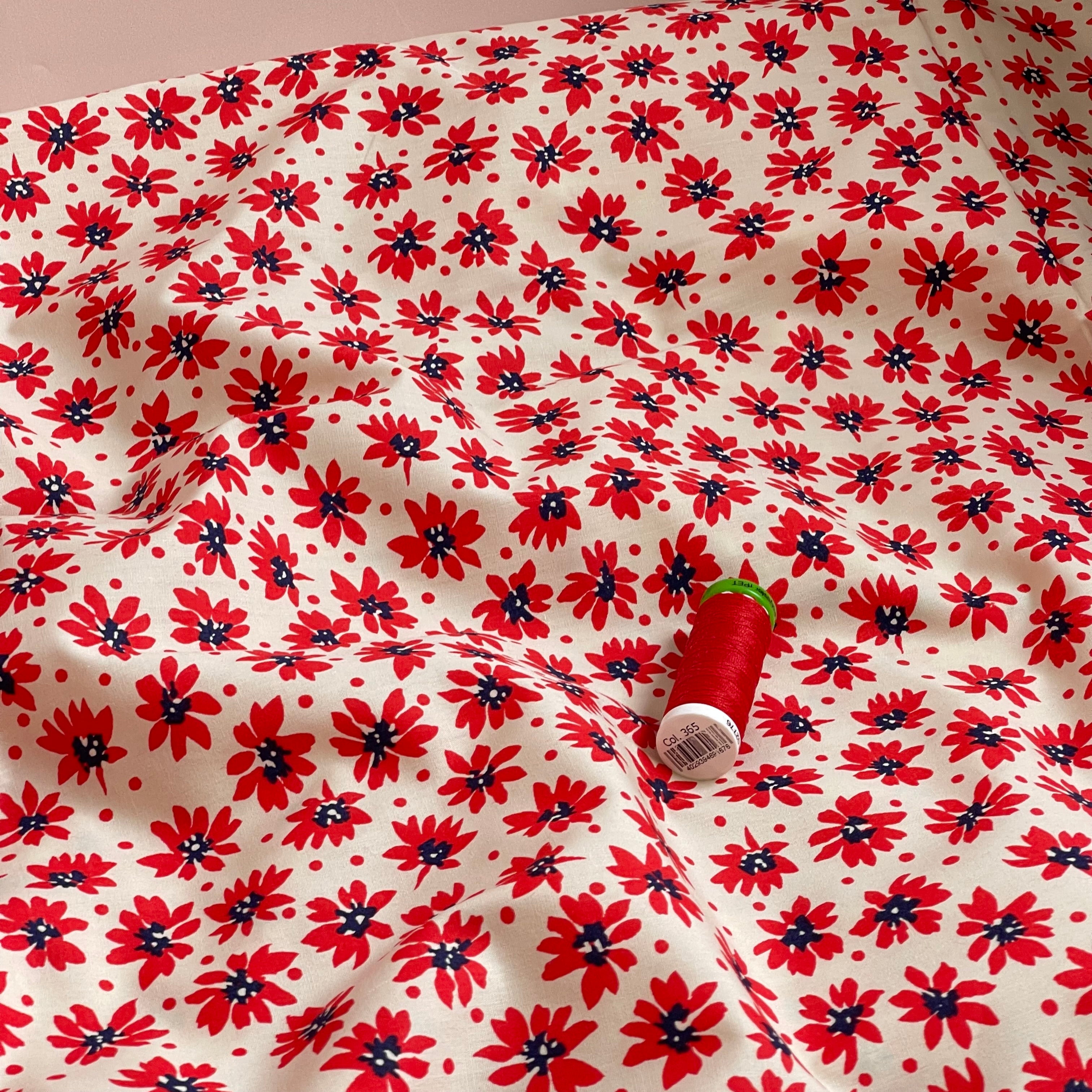 Ex-Designer Deadstock - Wild Poppy Cotton Poplin Fabric