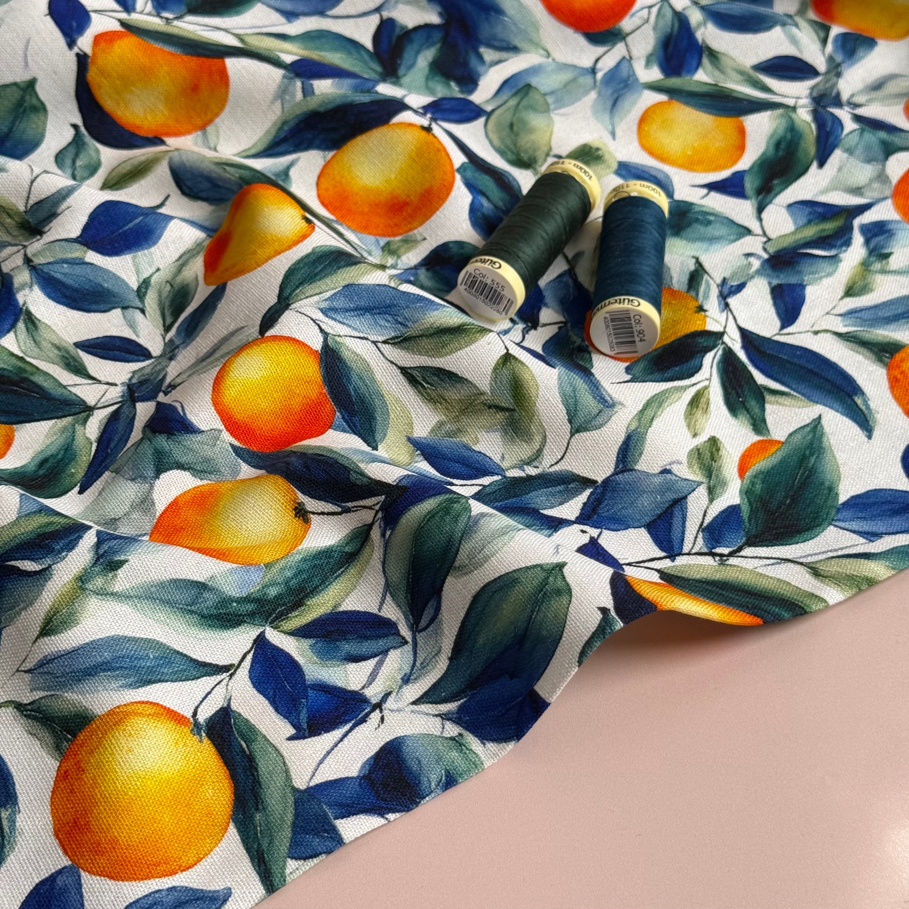 Orange Grove Viscose Linen Fabric