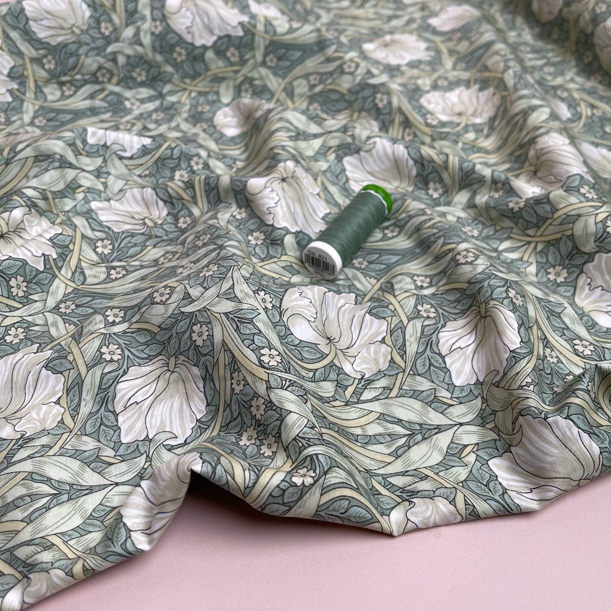 Morris Sage Green Cotton Lawn Fabric