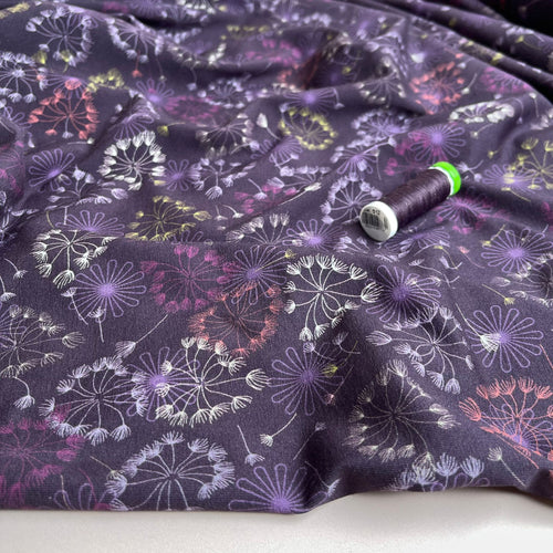 Danish Design - Dandelions on Purple Cotton Jersey Fabric