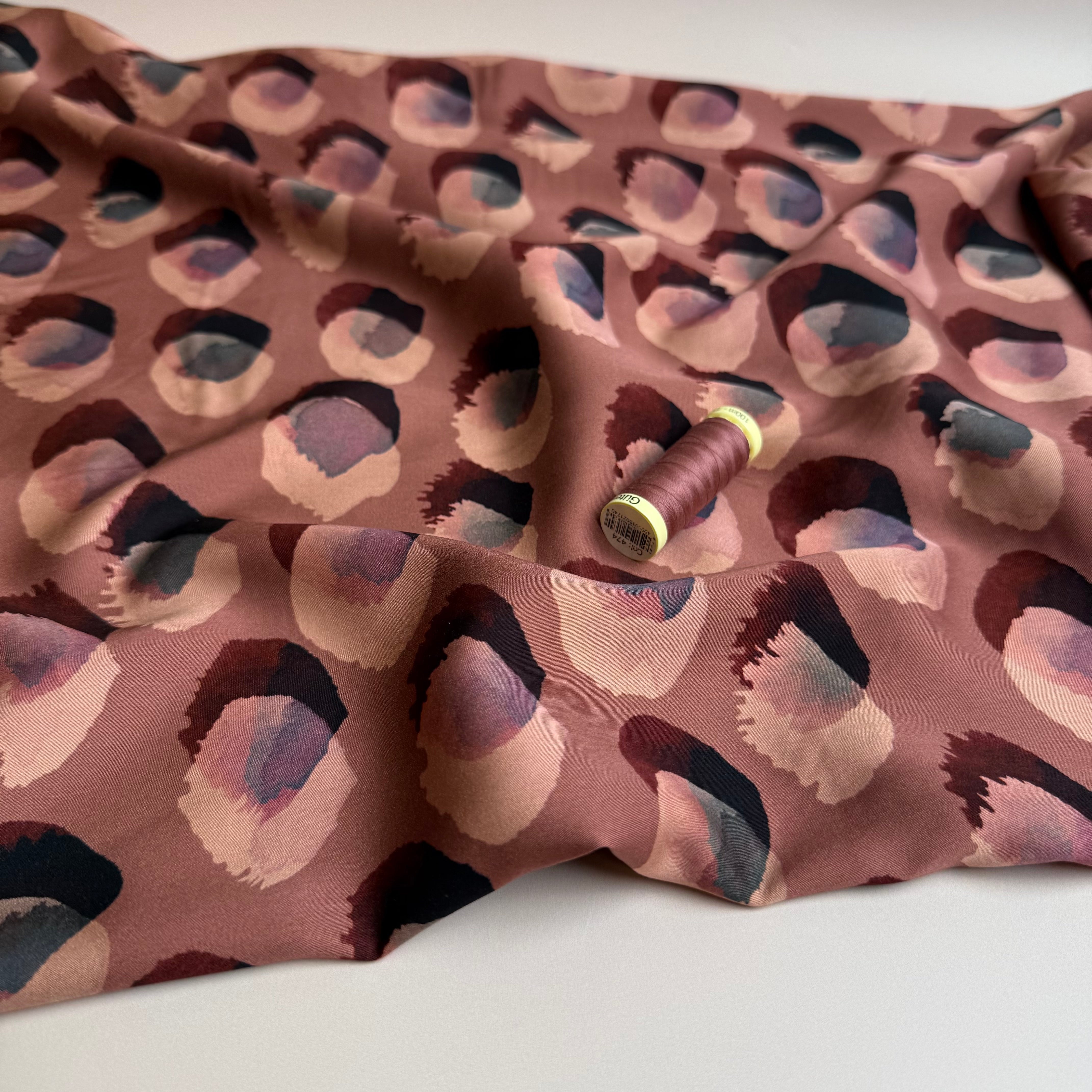 Water Marks Clay Pink Viscose Sateen Fabric