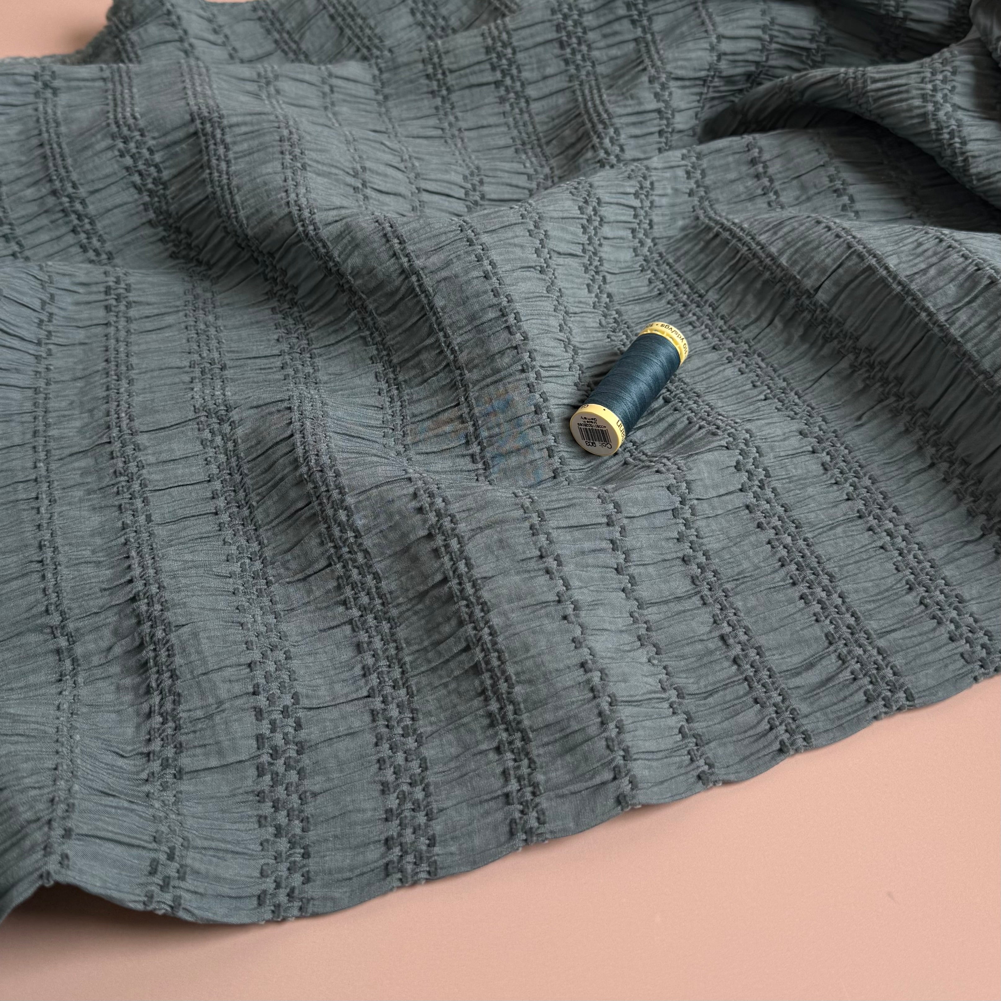 Chenille Jacquard Fabric in Misty Blue