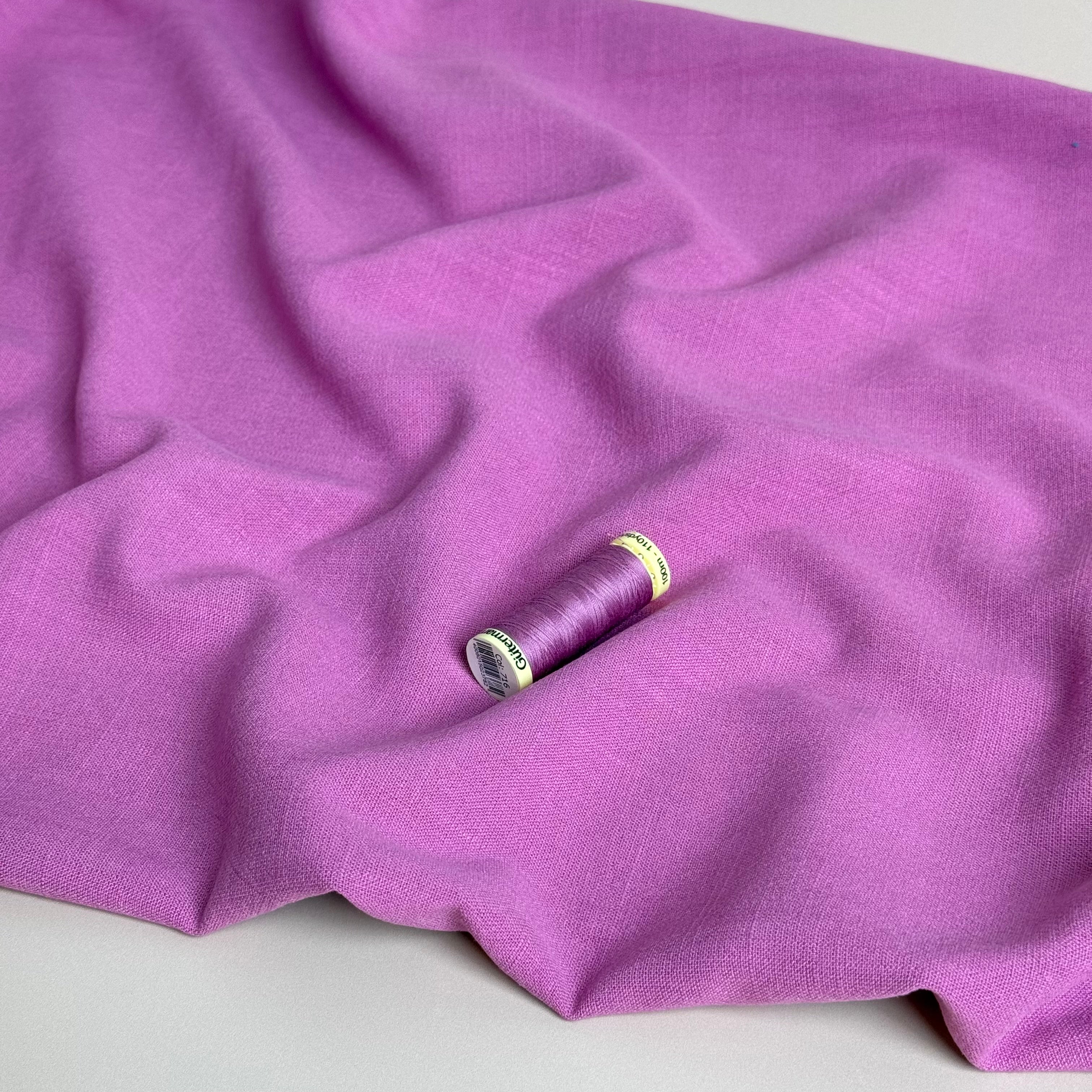 Flow Bubble Gum Viscose Linen Blend Dress Fabric