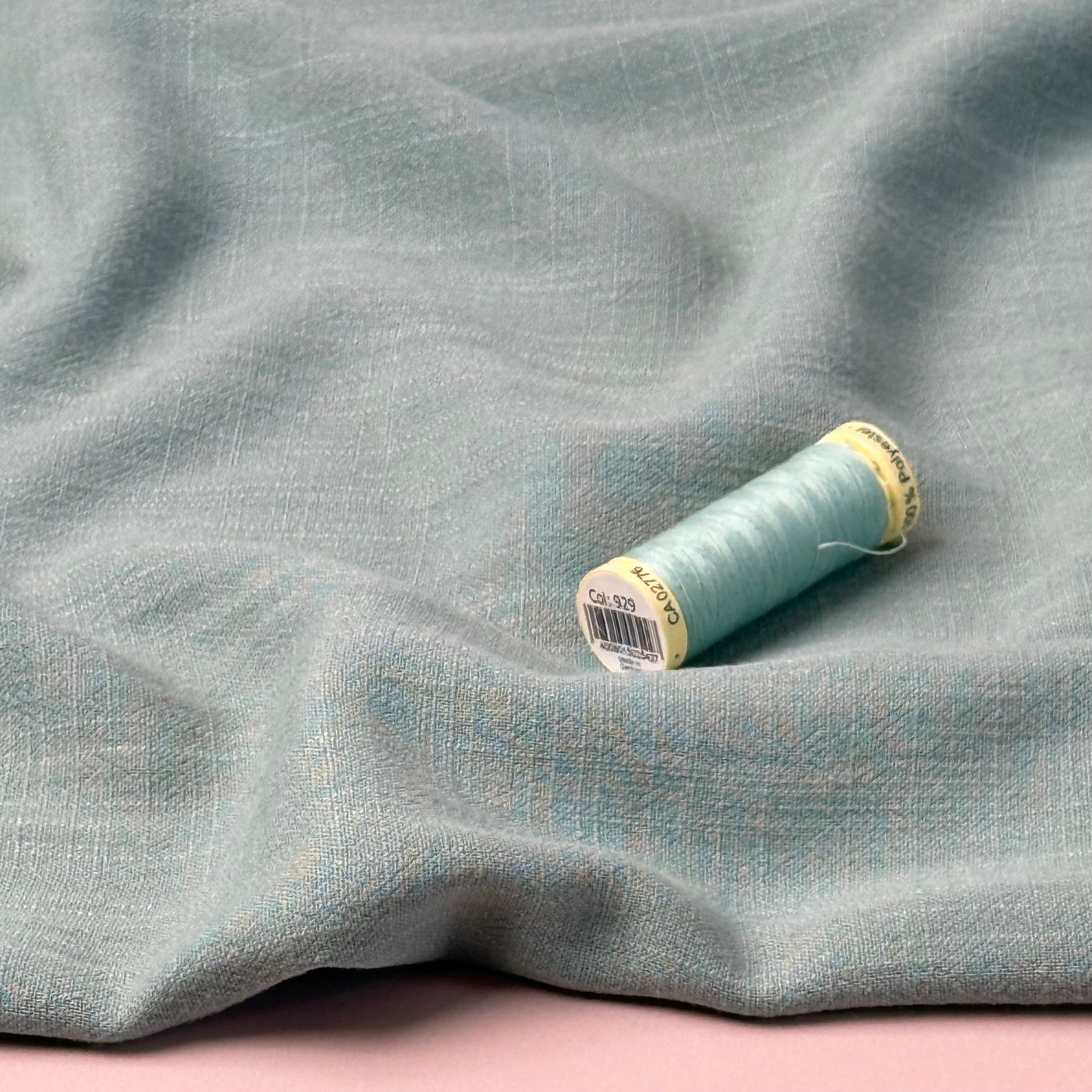 Flow Soft Sage Green Viscose Linen Blend Dress Fabric