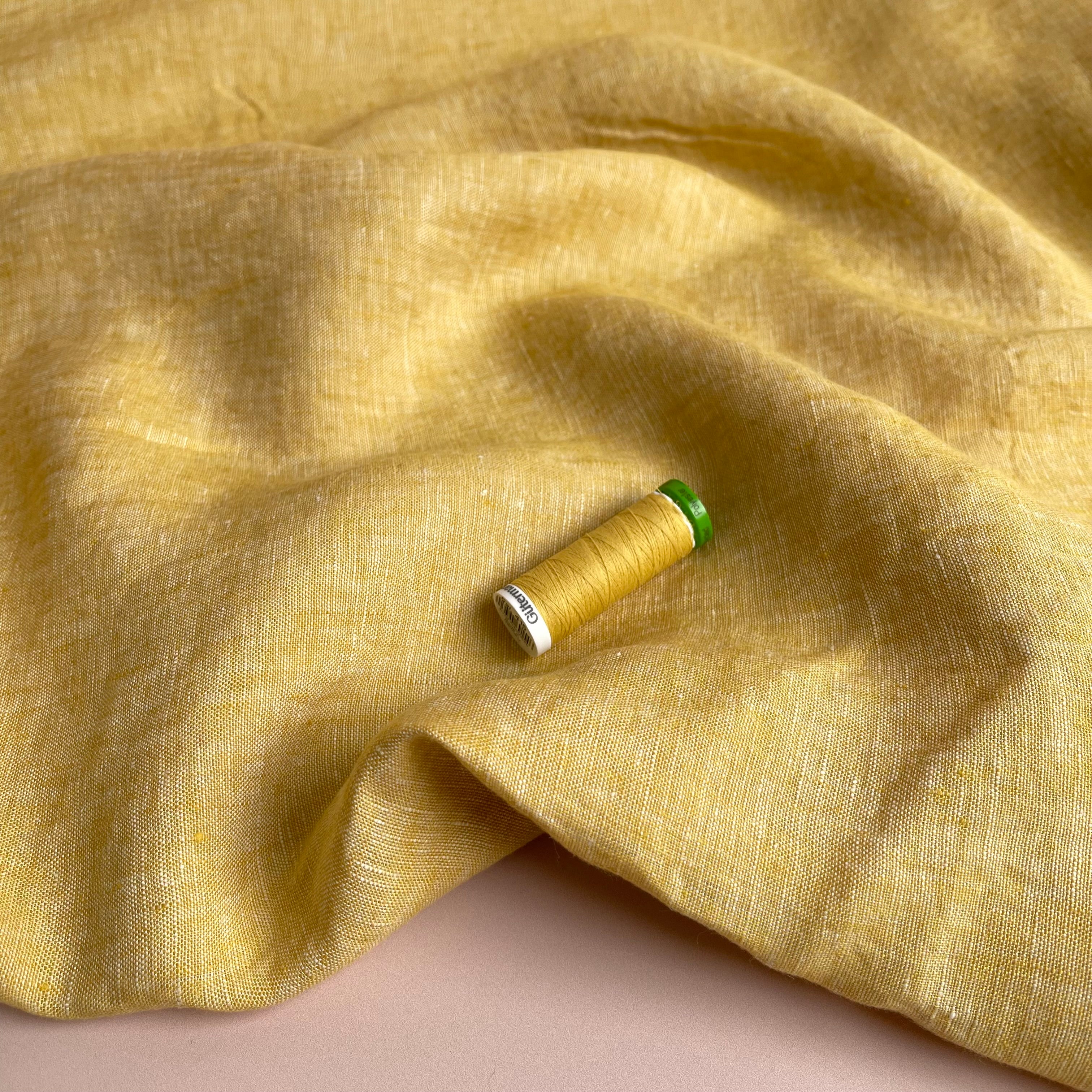 Yarn Dyed Pure Linen Fabric in Yellow