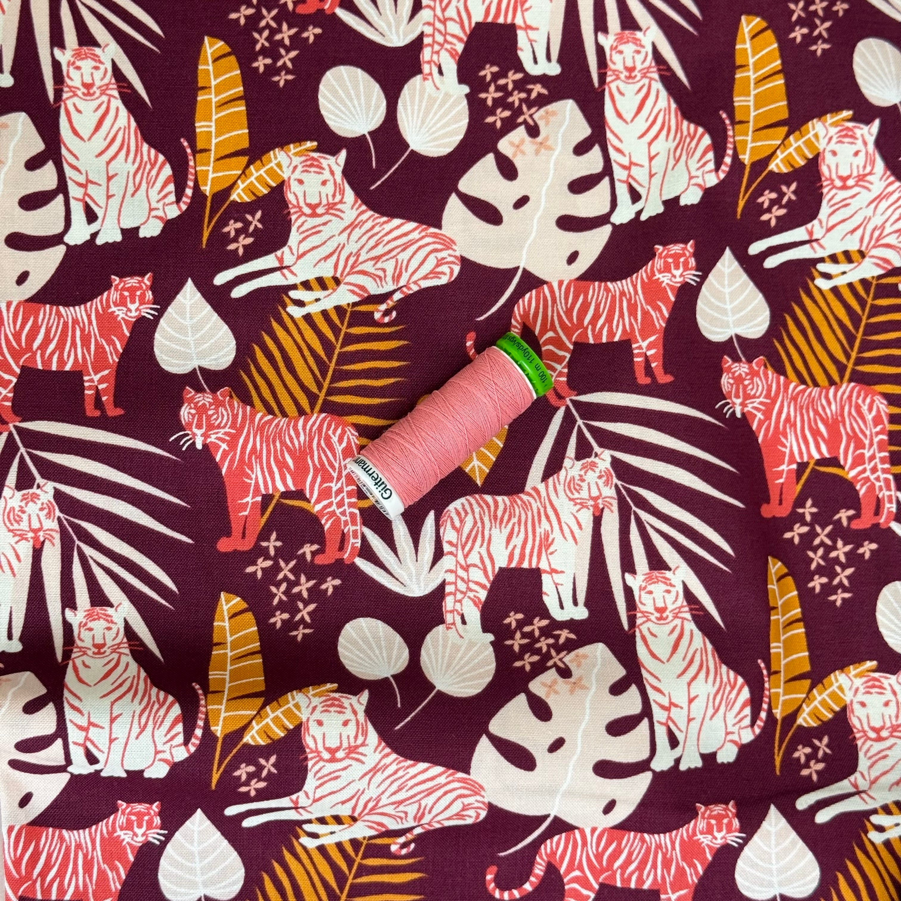 Cotton and Steel - Stripe Squad in Fiery Fushia Japanese Cotton from Jungle Cruisin'