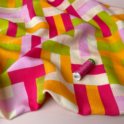 Rainbow Maze Viscose Blend Fabric