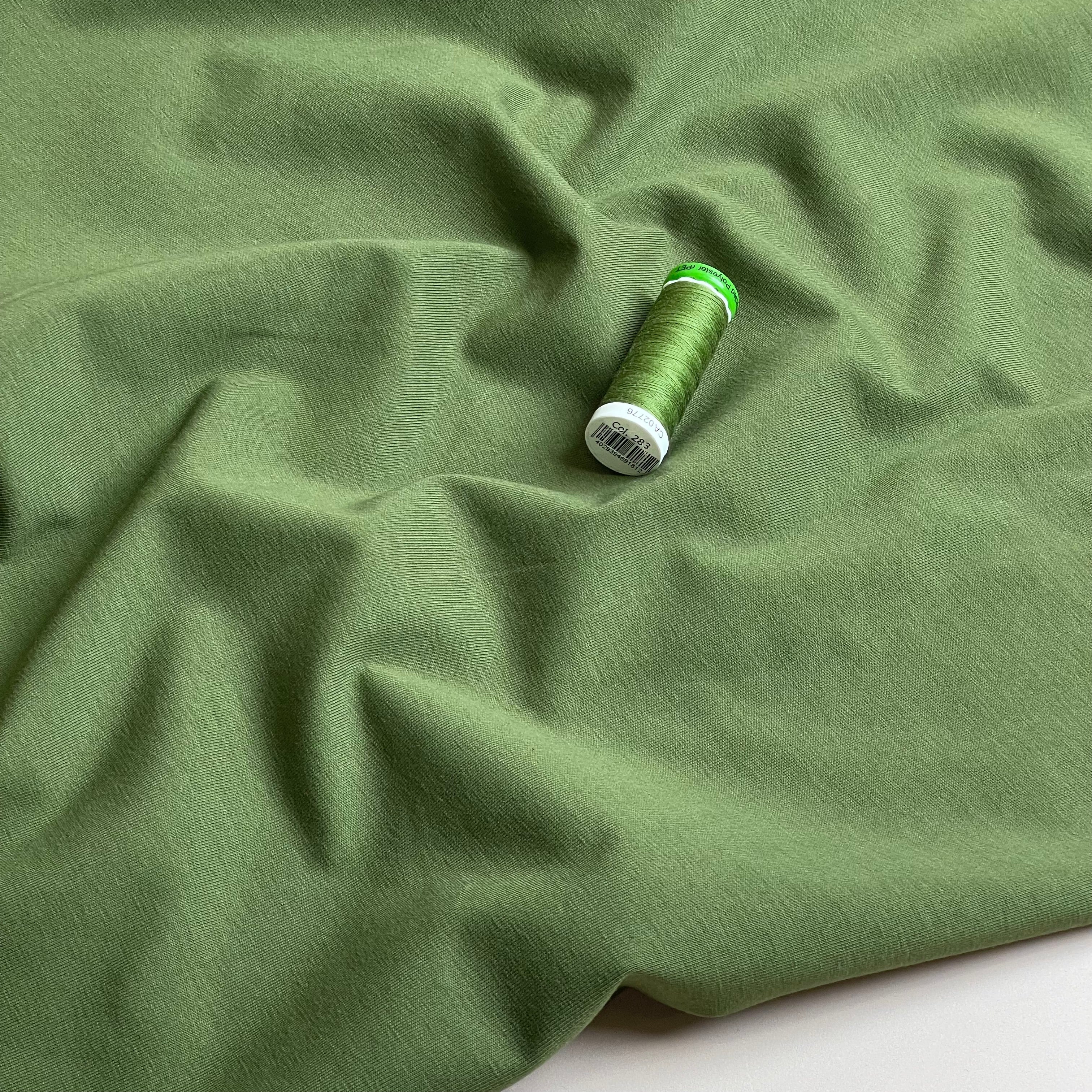 Essential Chic Olive Plain Cotton Jersey Fabric