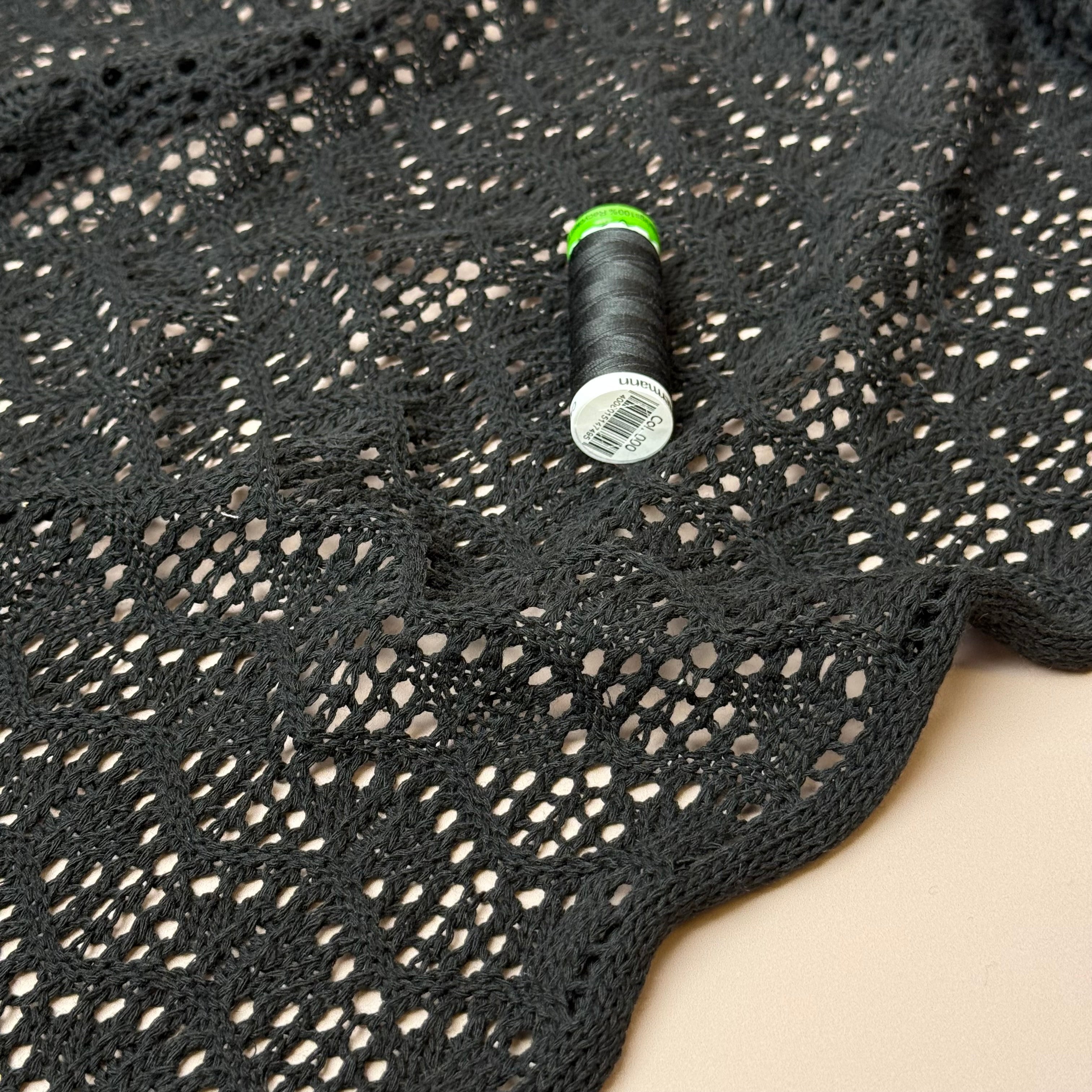 Pure Cotton Crochet Knit in Black