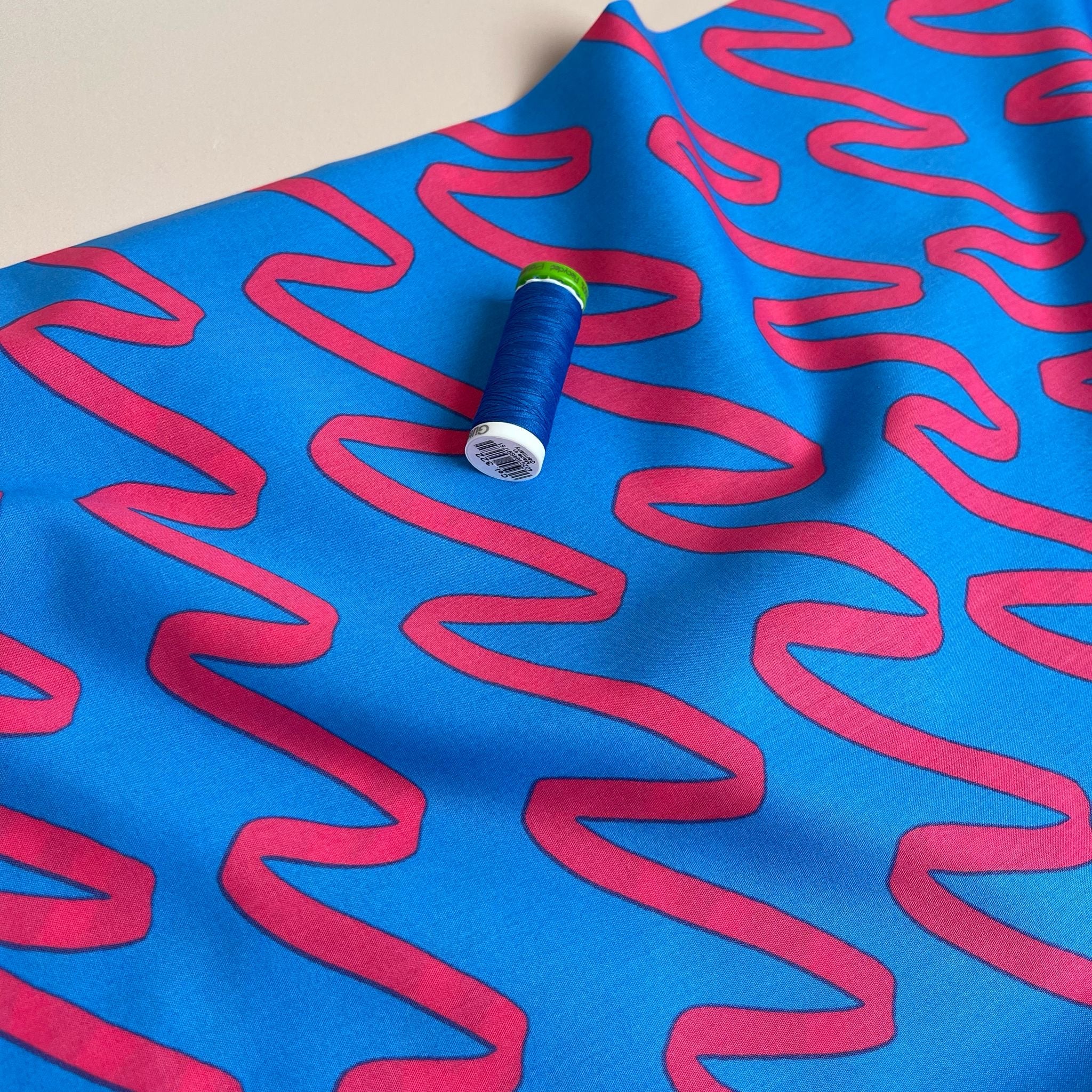 Nerida Hansen - Making Waves on Cobalt Cotton Poplin Fabric