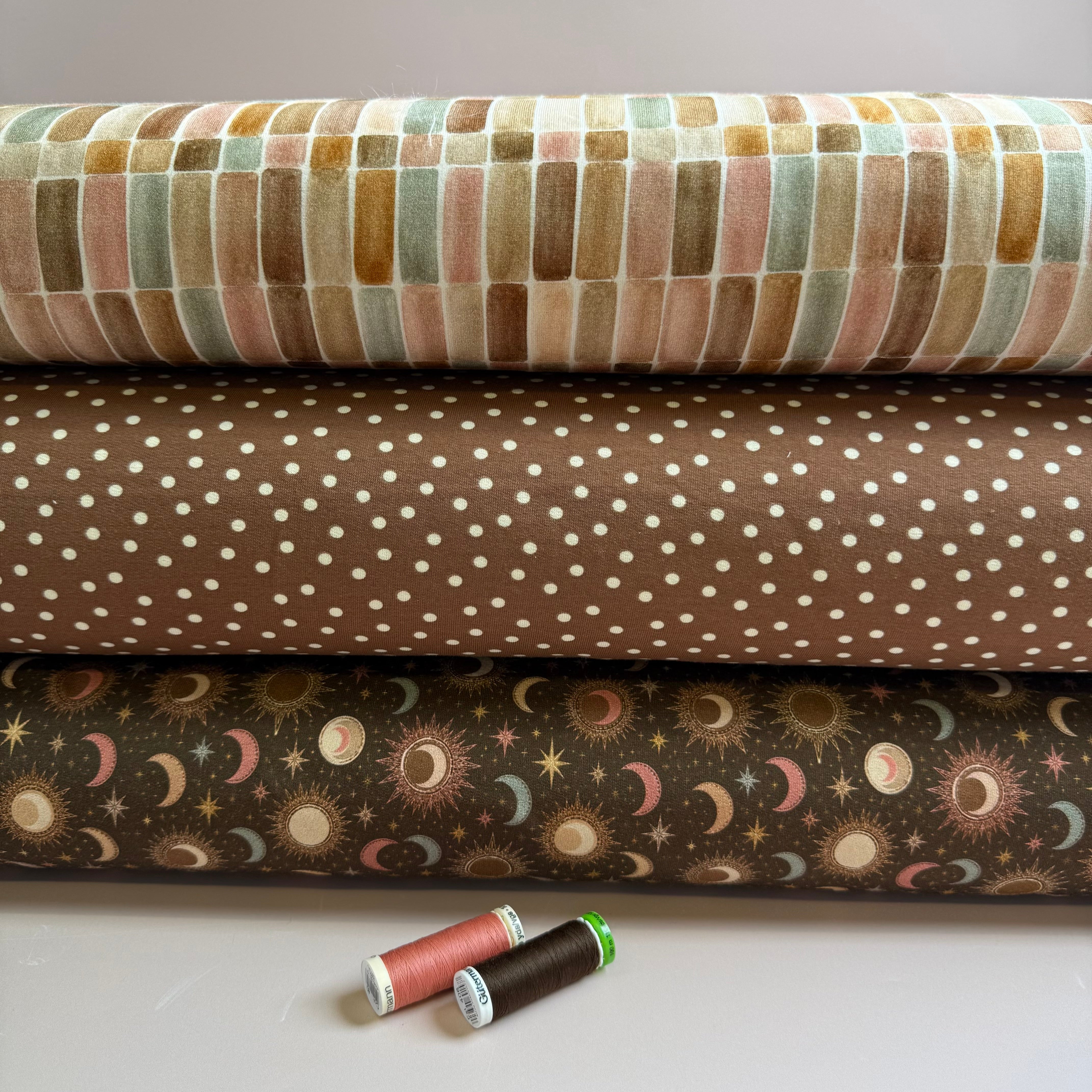 Planets Brown Cotton French Terry
