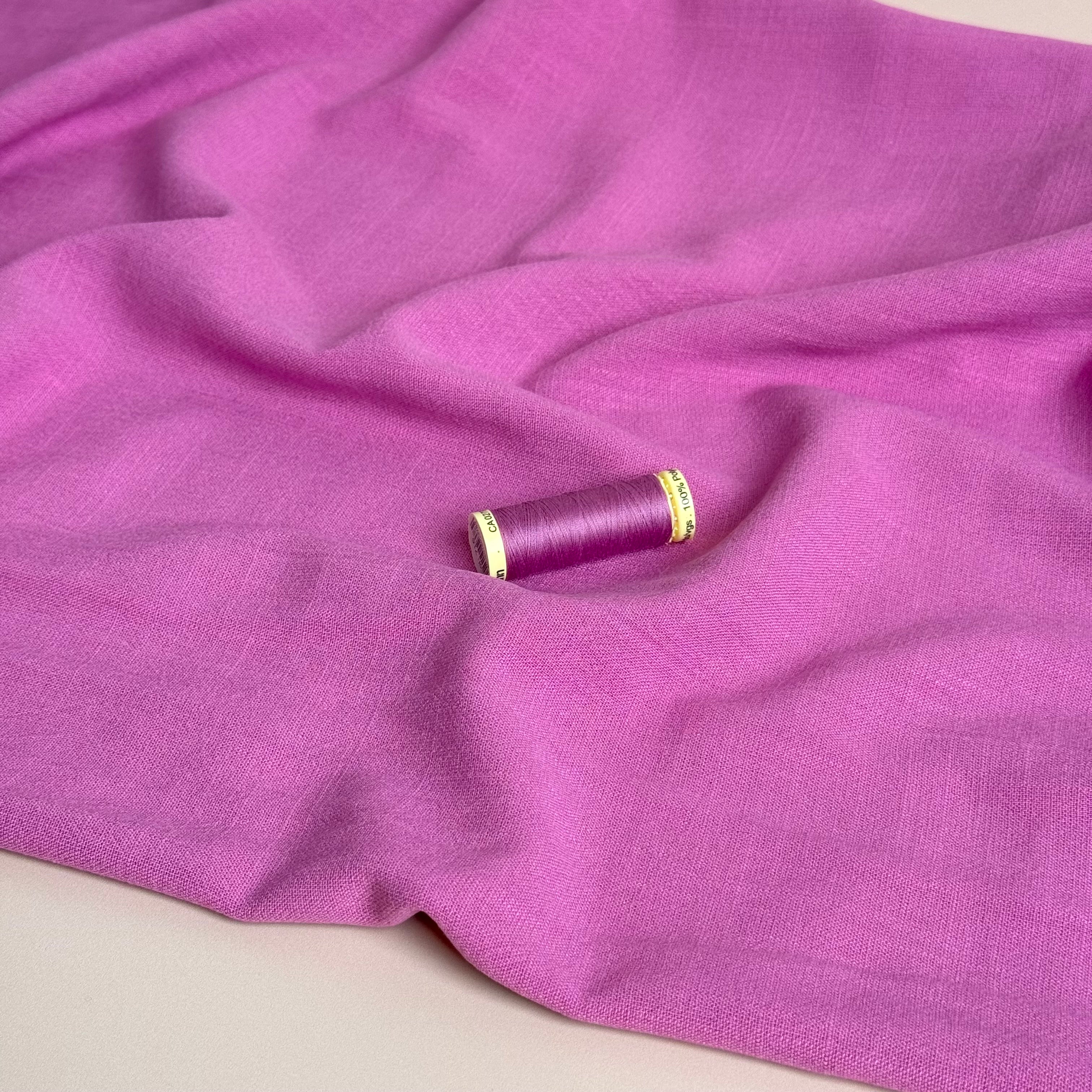 Flow Bubble Gum Viscose Linen Blend Dress Fabric