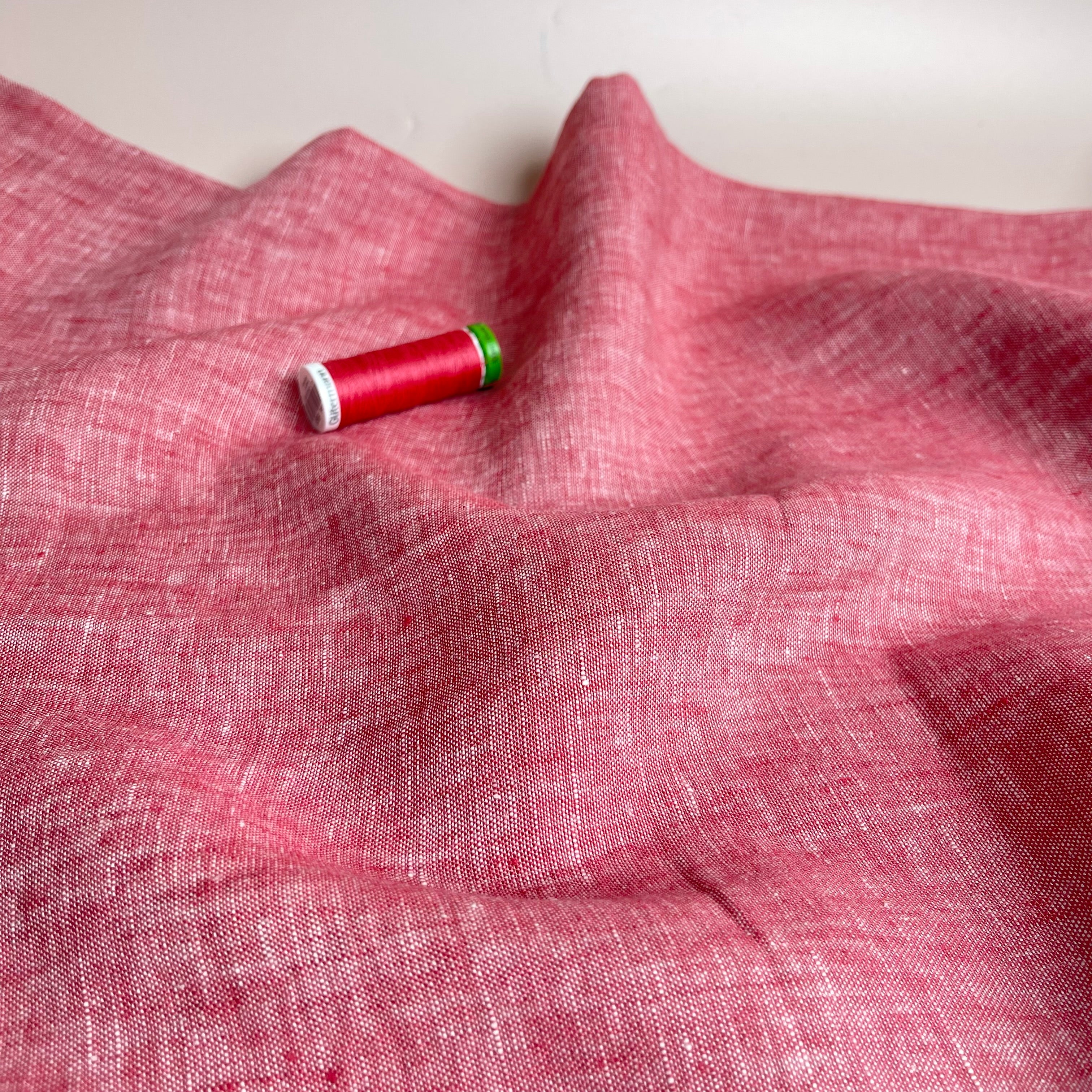 Yarn Dyed Pure Linen Fabric in Watermelon