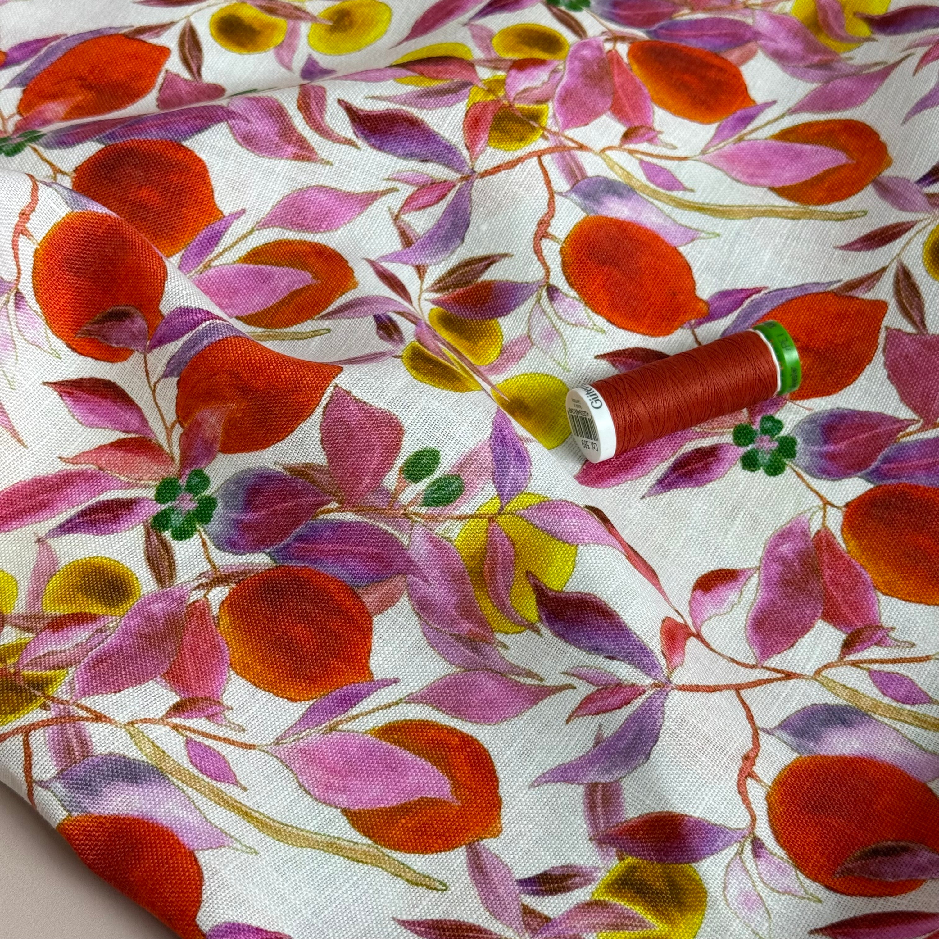 Citrus Orchard Pure Linen Fabric