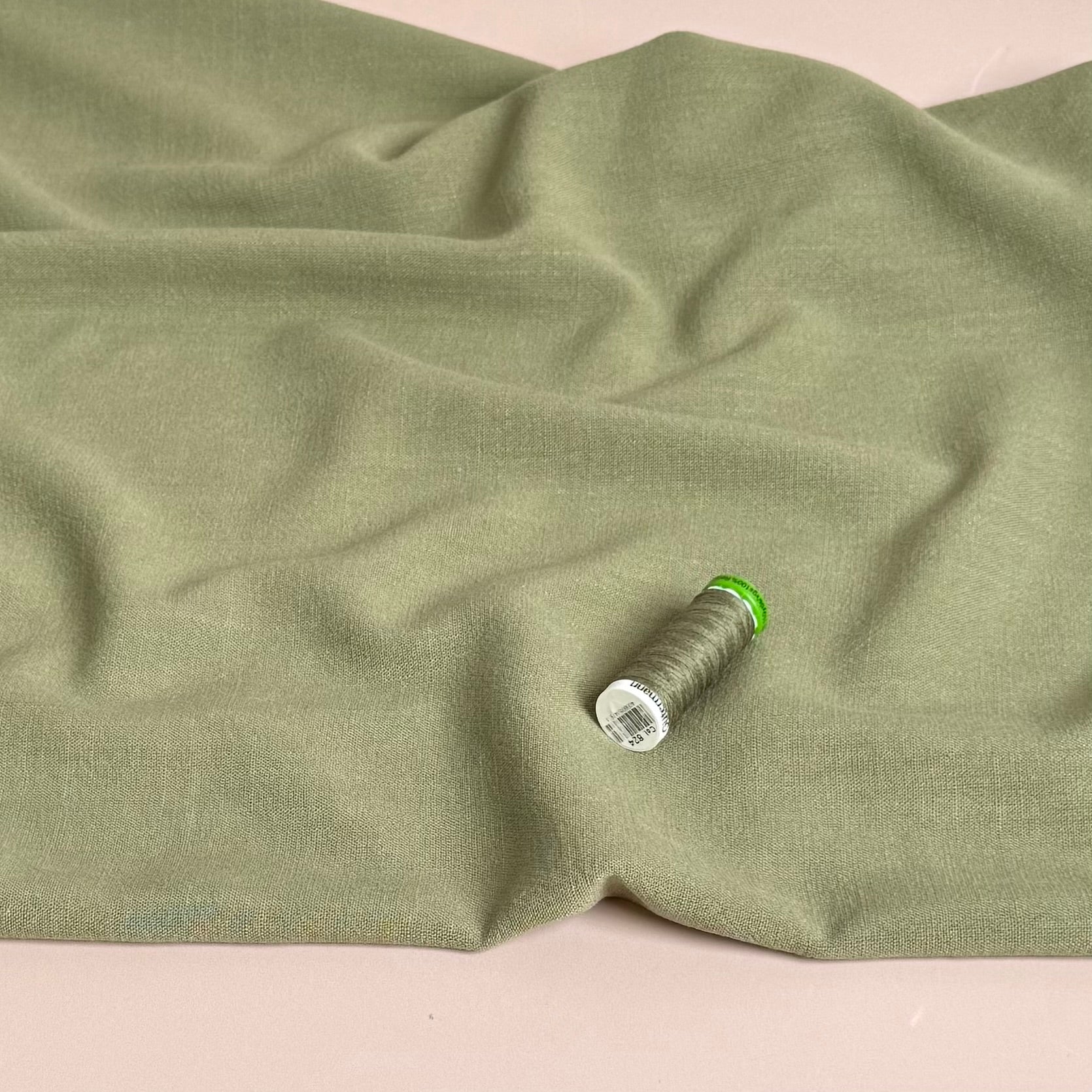 Flow Moss Green Viscose Linen Blend Dress Fabric