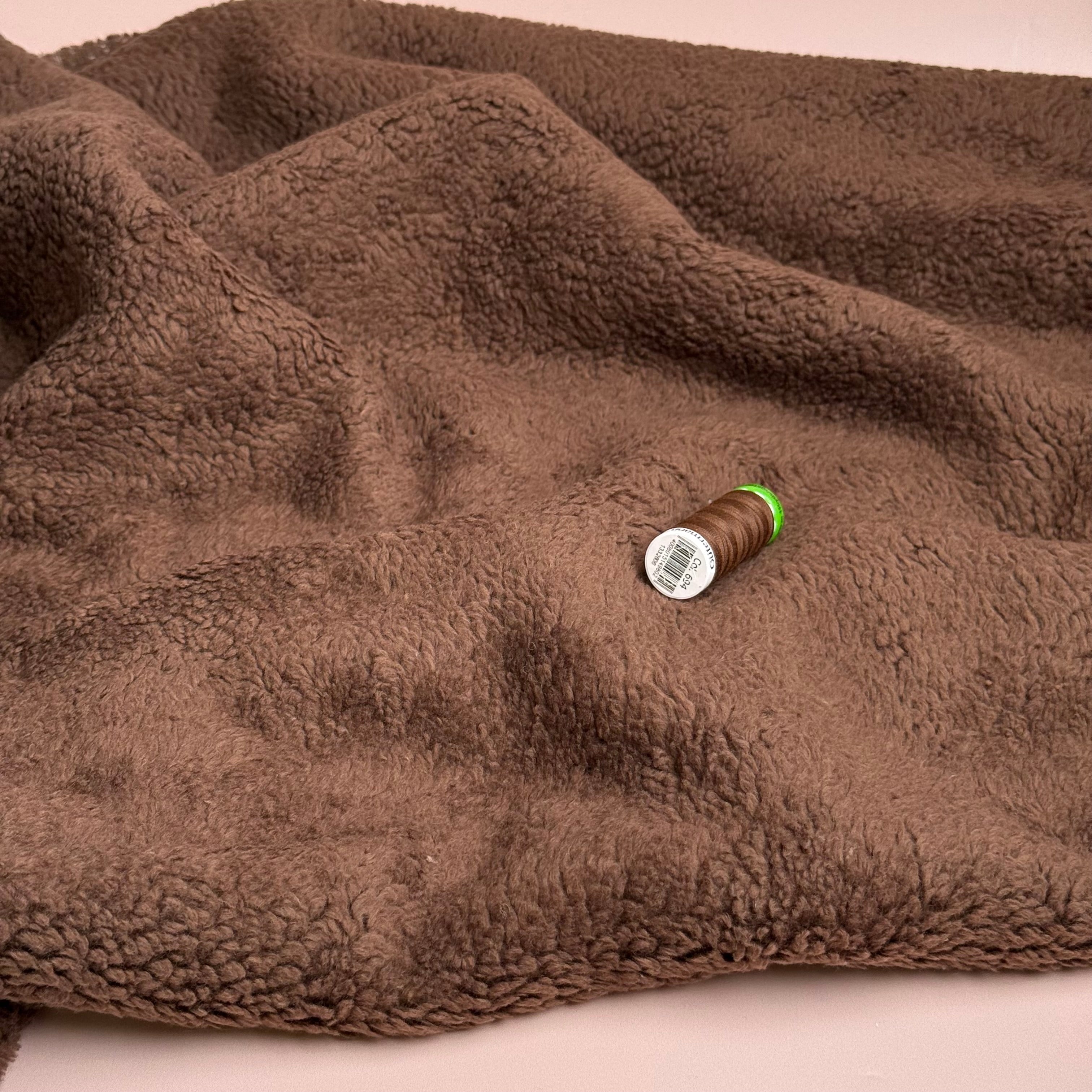 Cotton Teddy Fabric in Brown