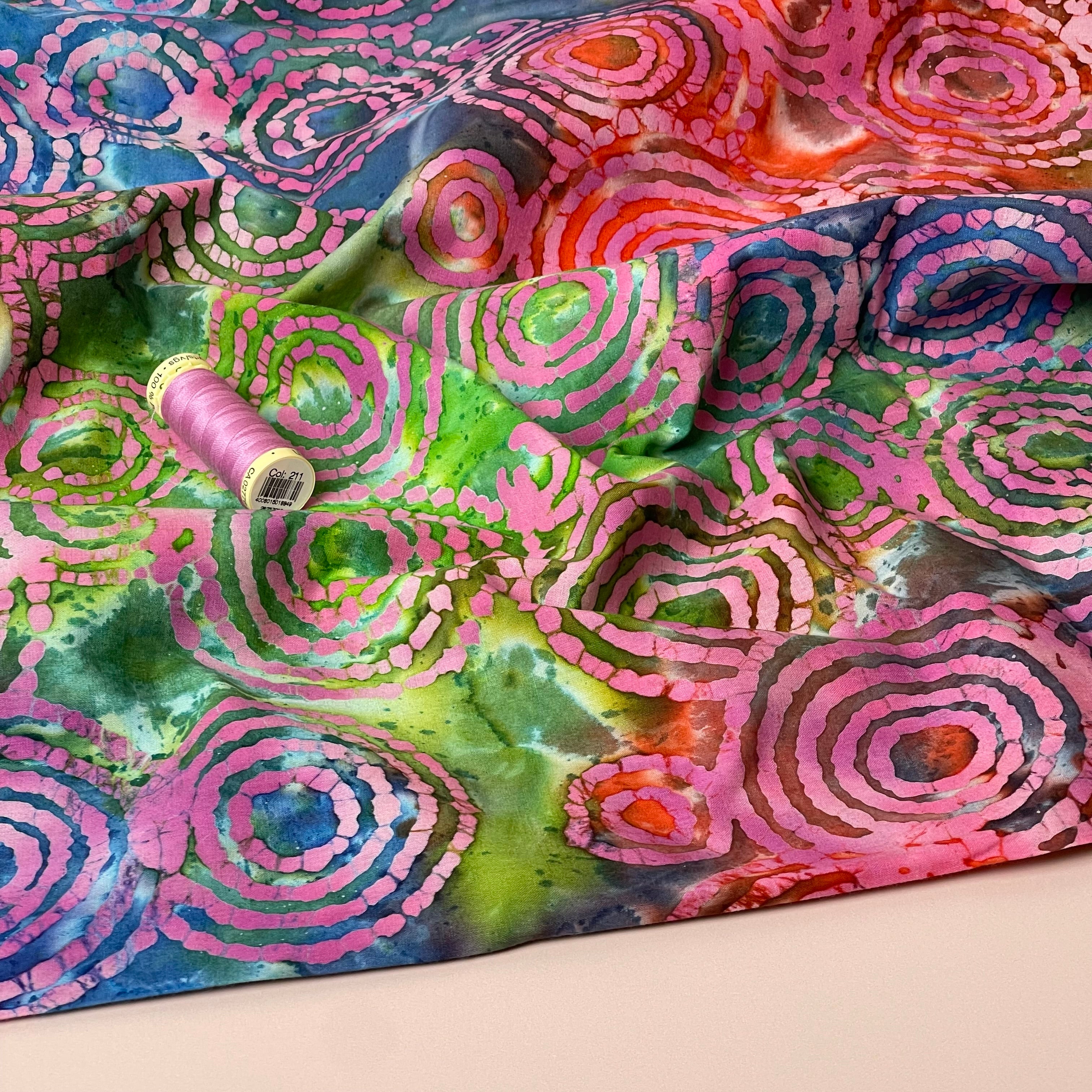 Pink Swirls Handcrafted Batik Cotton Fabric
