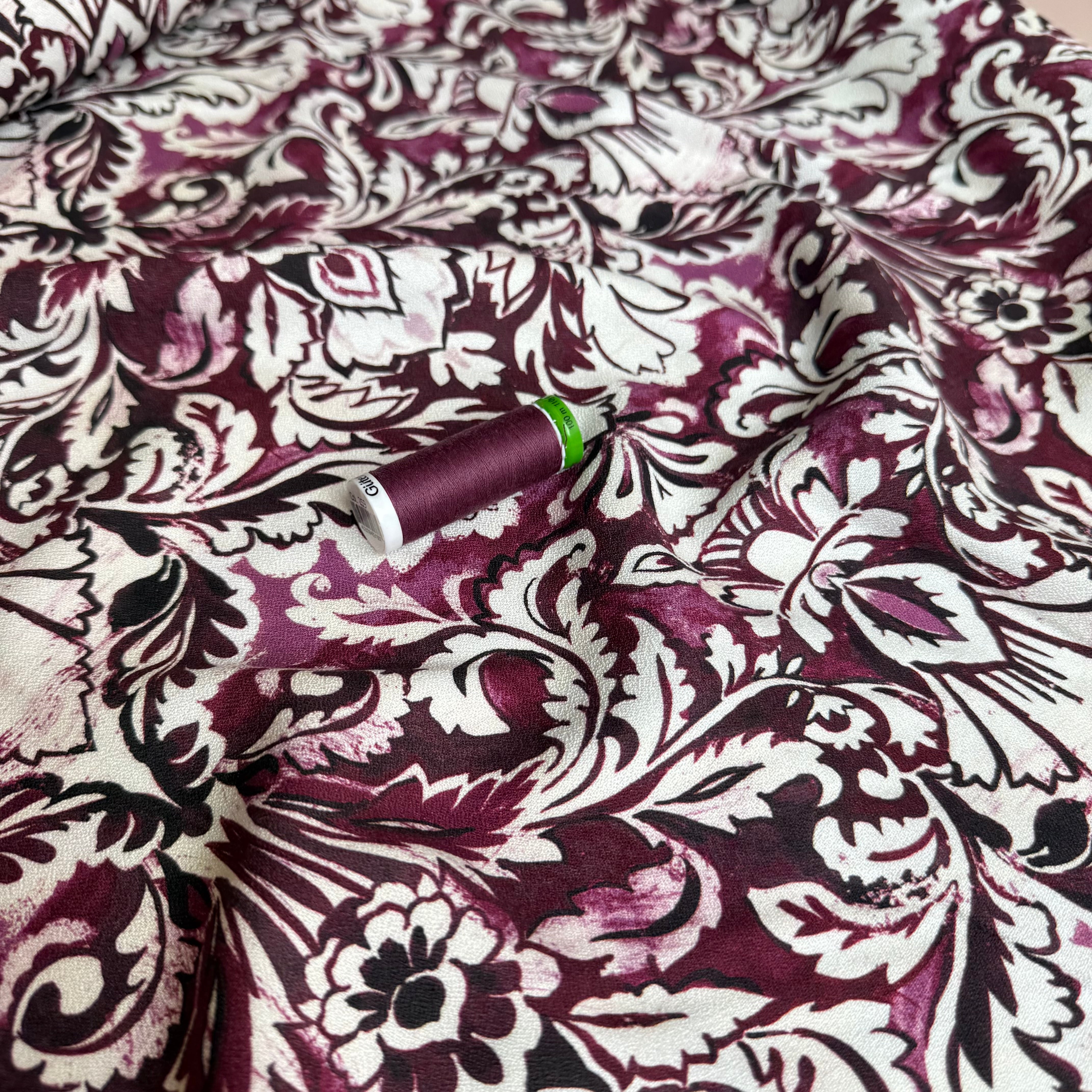 Plum Ornaments Soft Viscose Crepe
