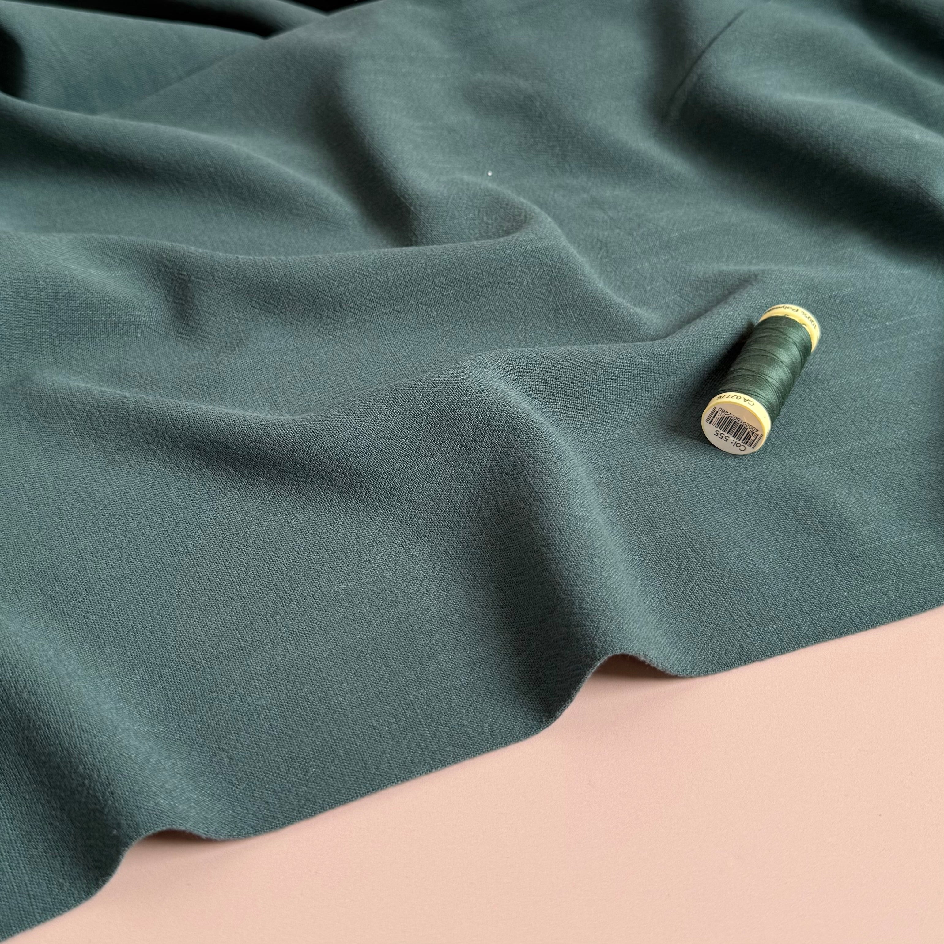 Flow Green Lagoon Viscose Linen Blend Dress Fabric
