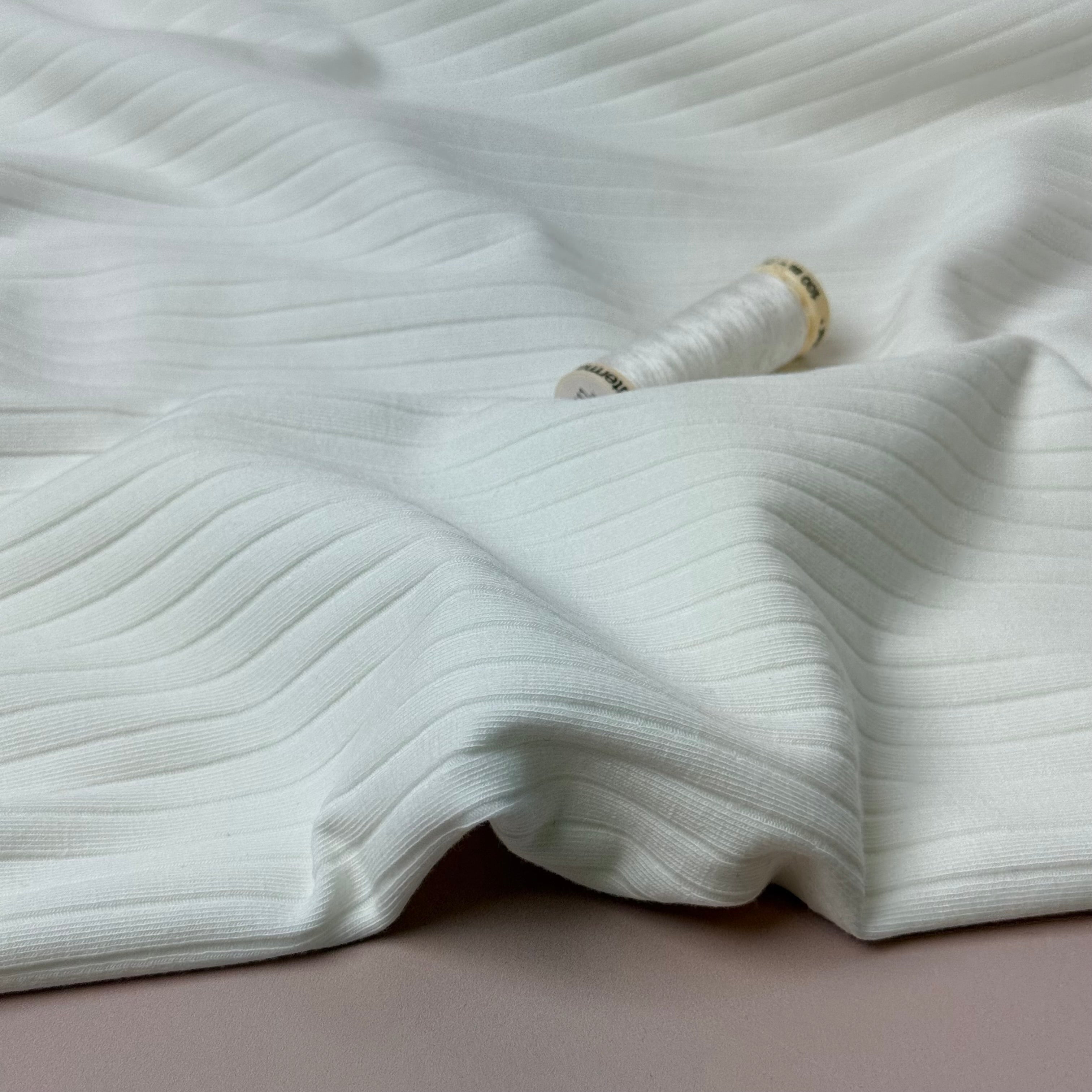 Off-White Cotton Ribbed Jersey