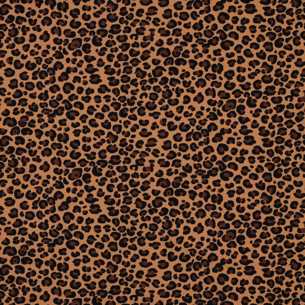 Animal Print Brown Cotton French Terry Fabric