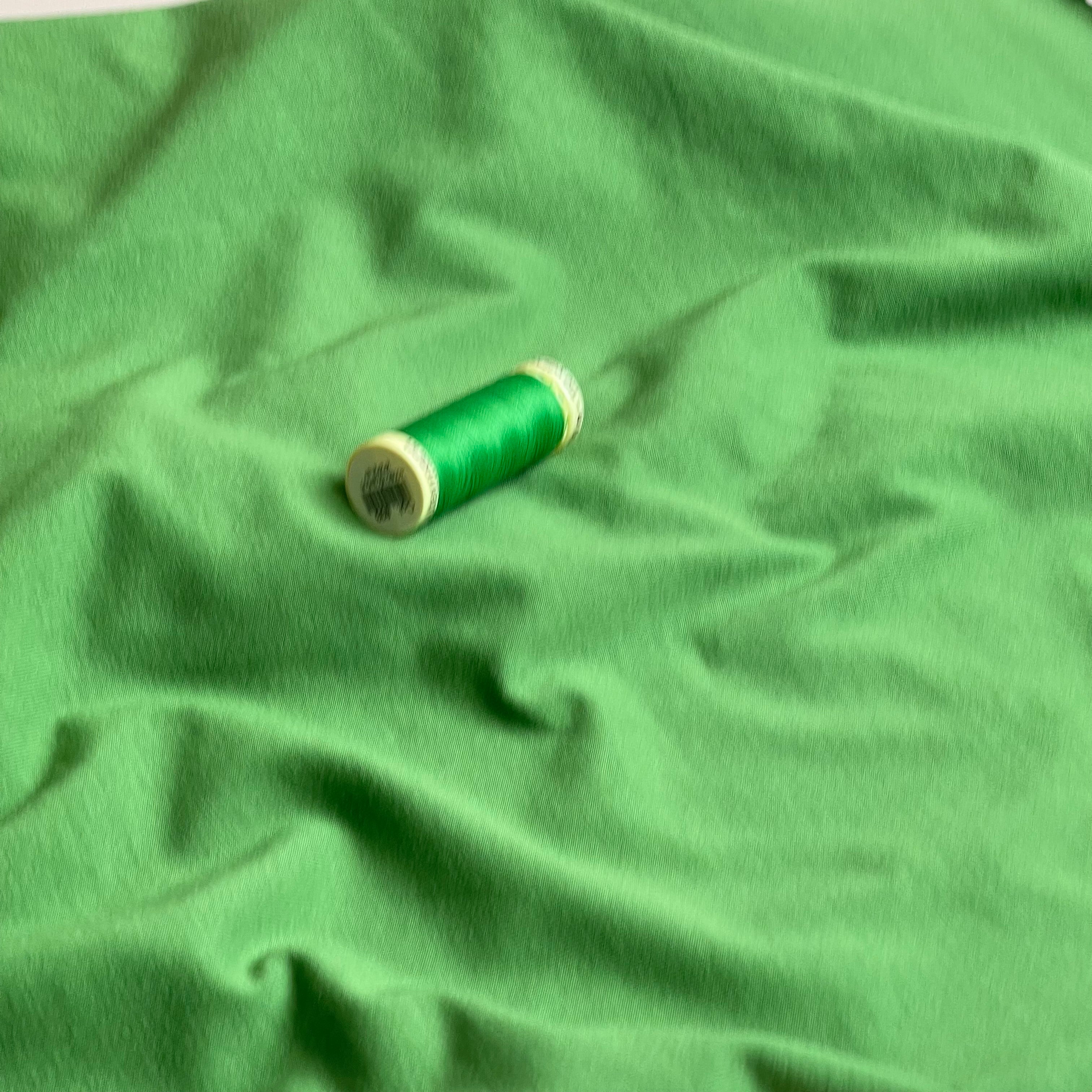 Essential Chic Grass Green Plain Cotton Jersey Fabric