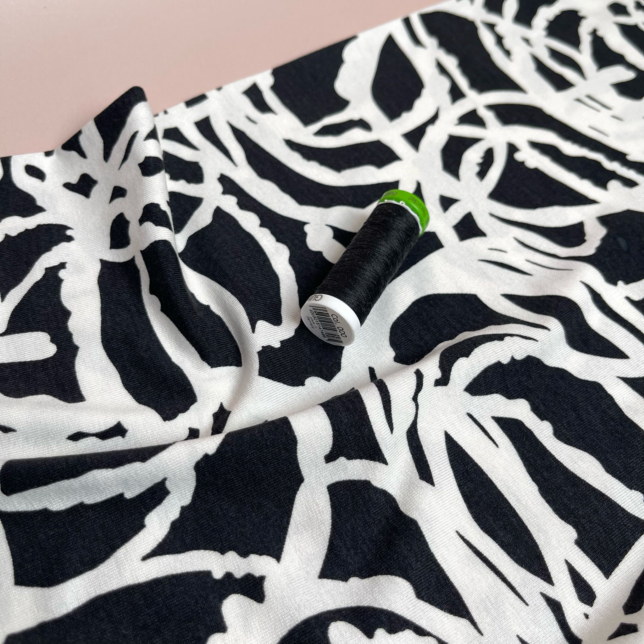 Monochrome Swirls Viscose Jersey Fabric